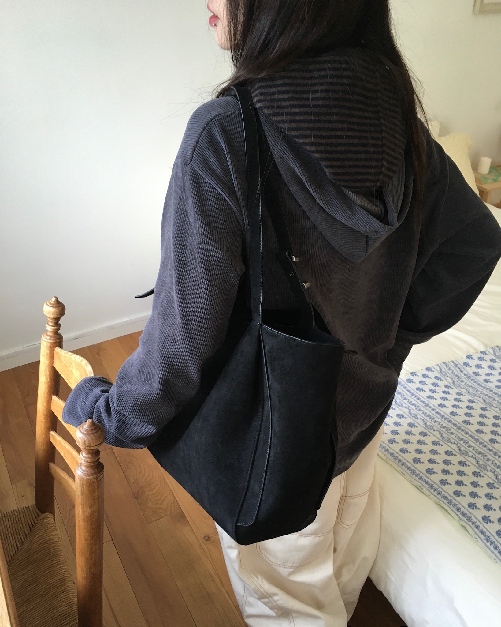 rivet collar hooded shirt (charcoal)