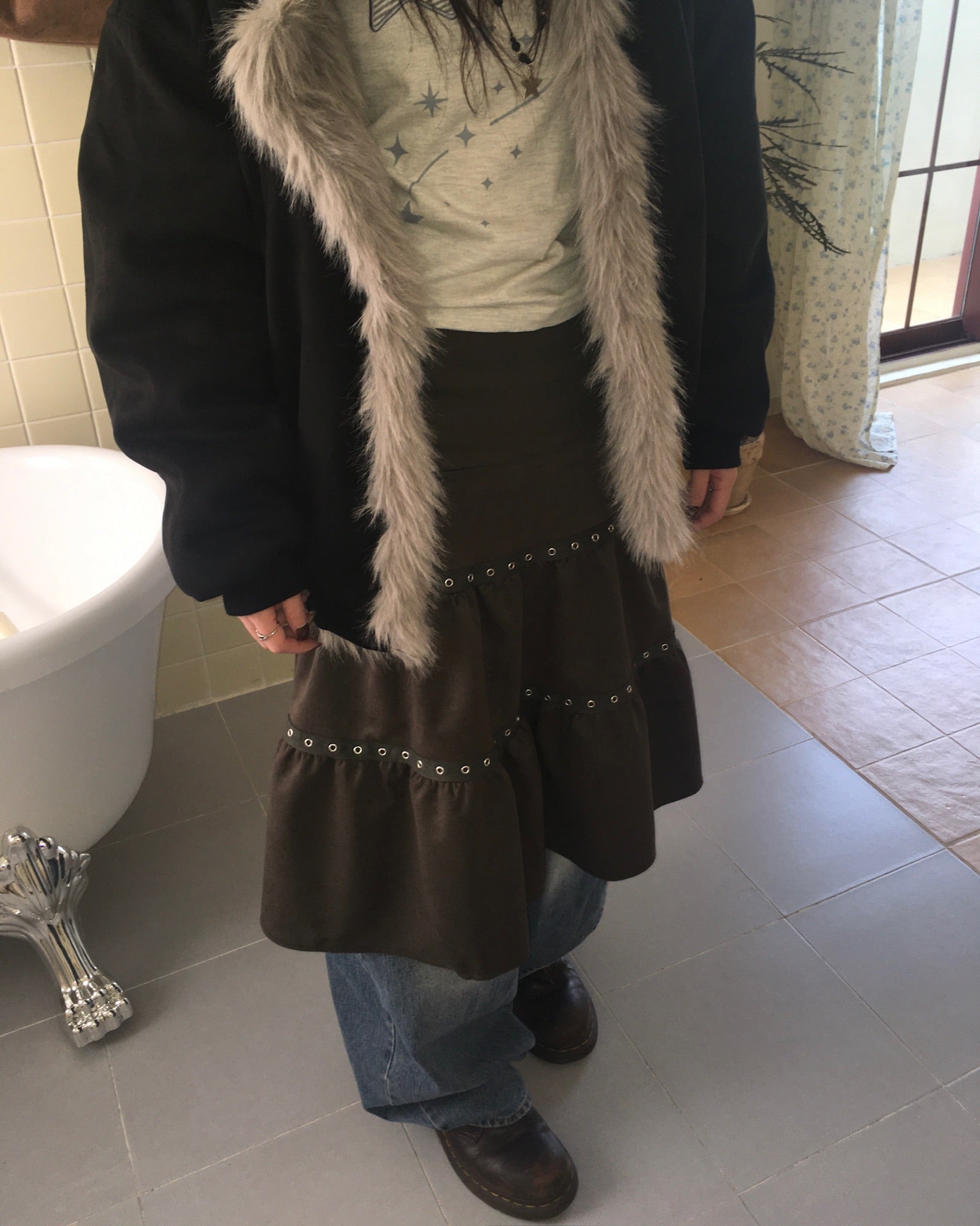 hollow midi skirt