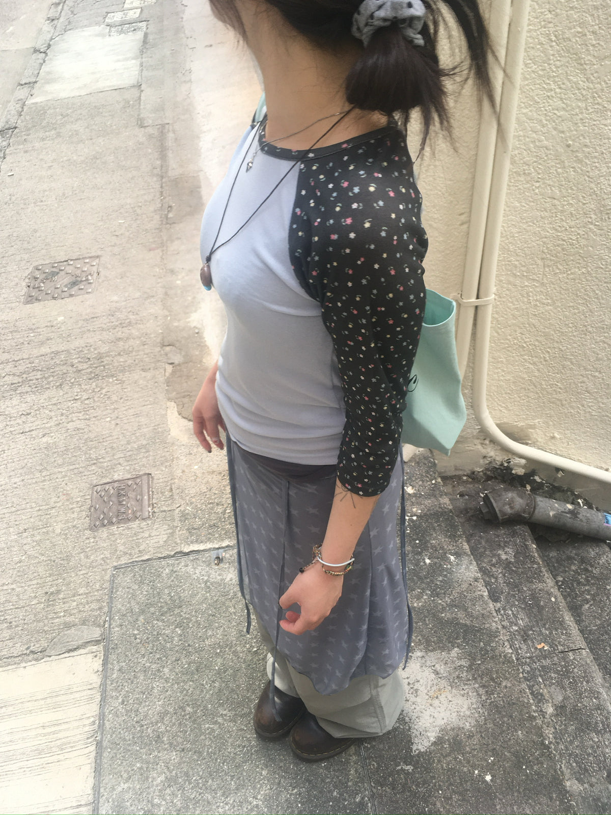 flower raglan 7 sleeve tee (sora)