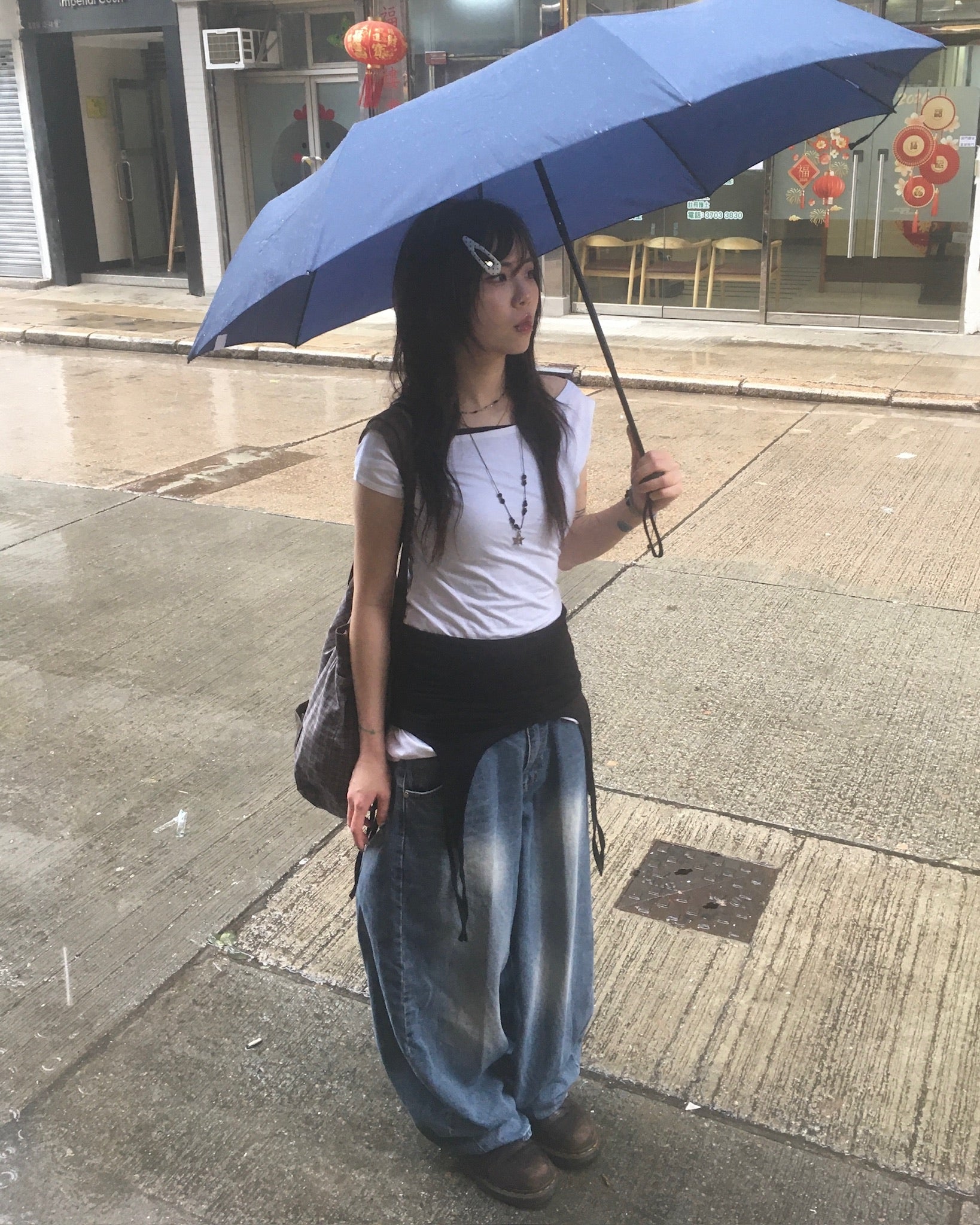 two-piece layered tee (black/white)