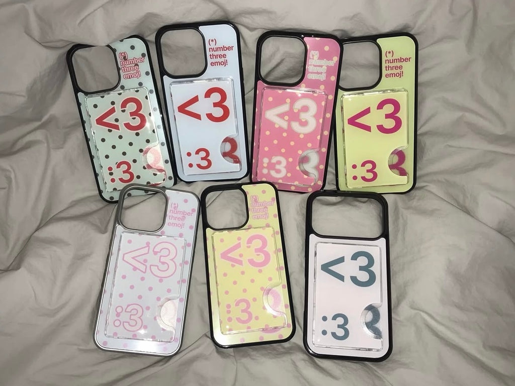 <3 emoji phone case+card slot (★SET)