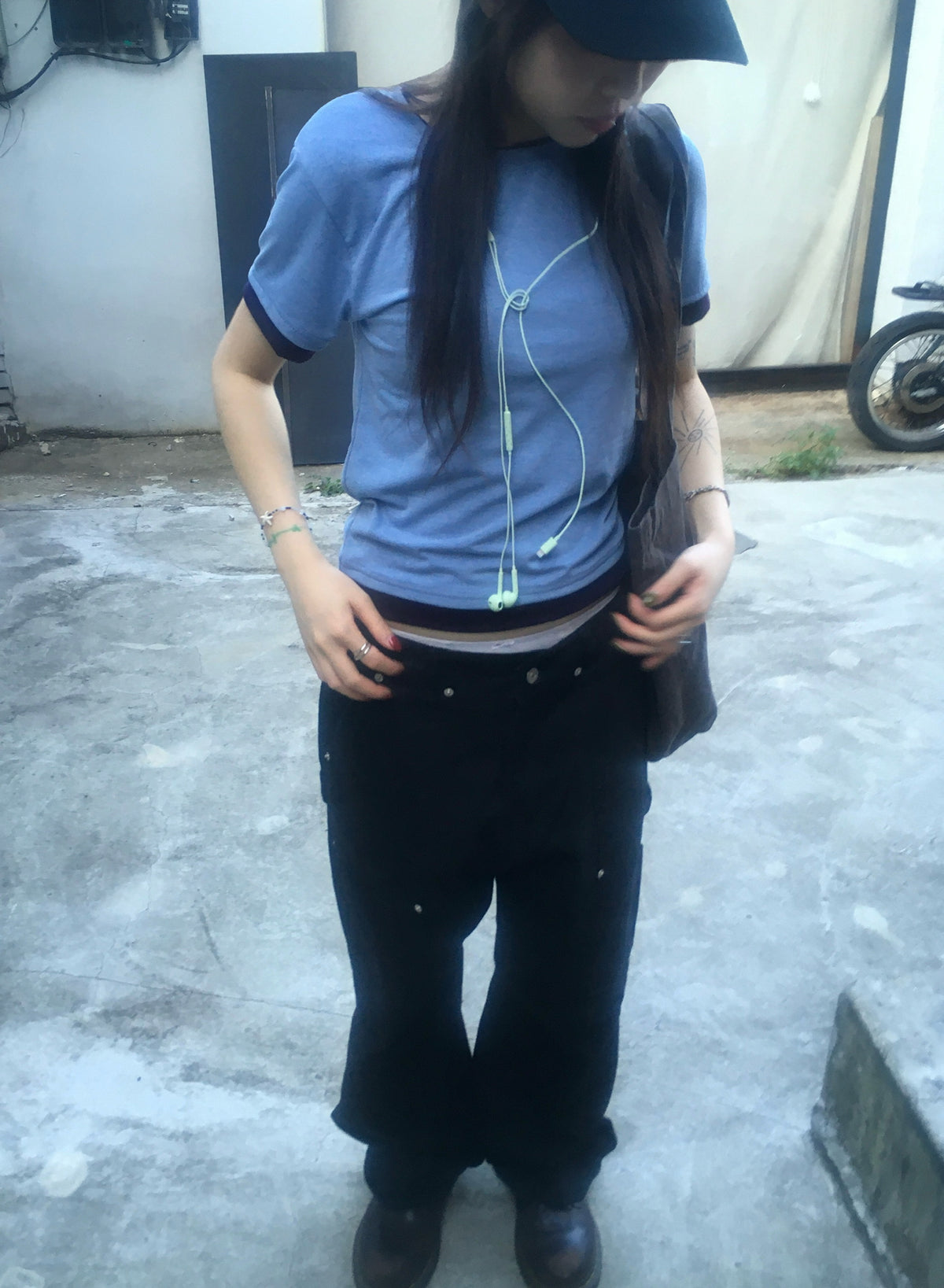 basic layer crop tee (purple)