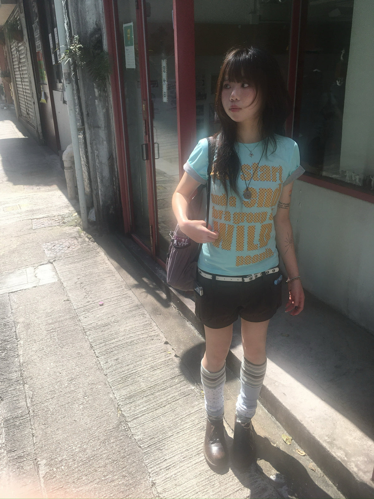 dot letter roll-up tee (mint)