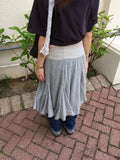 stripe waist flowy midi skirt (grey)