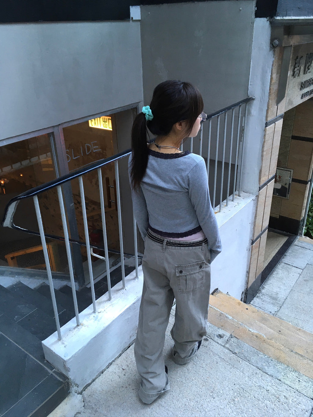 vintage washed cargo pants (beige)