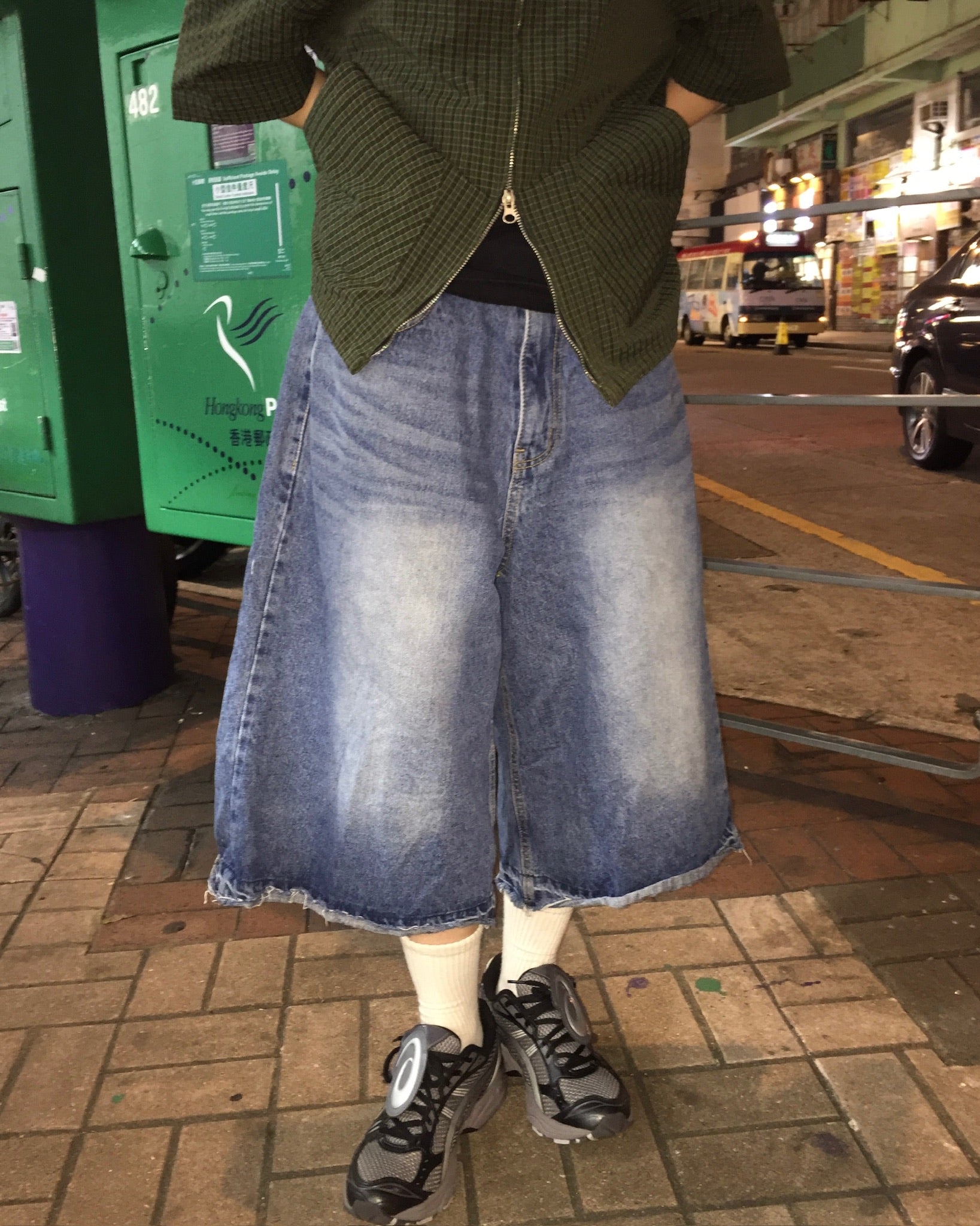 deck washed bermuda jeans (blue)
