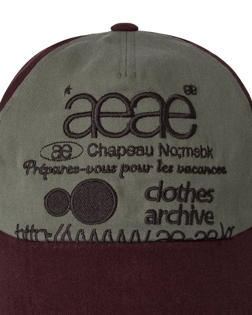 AEAE WEB LOGO 5 PANNEL BALL CAP (BURGUNDY/GREY)