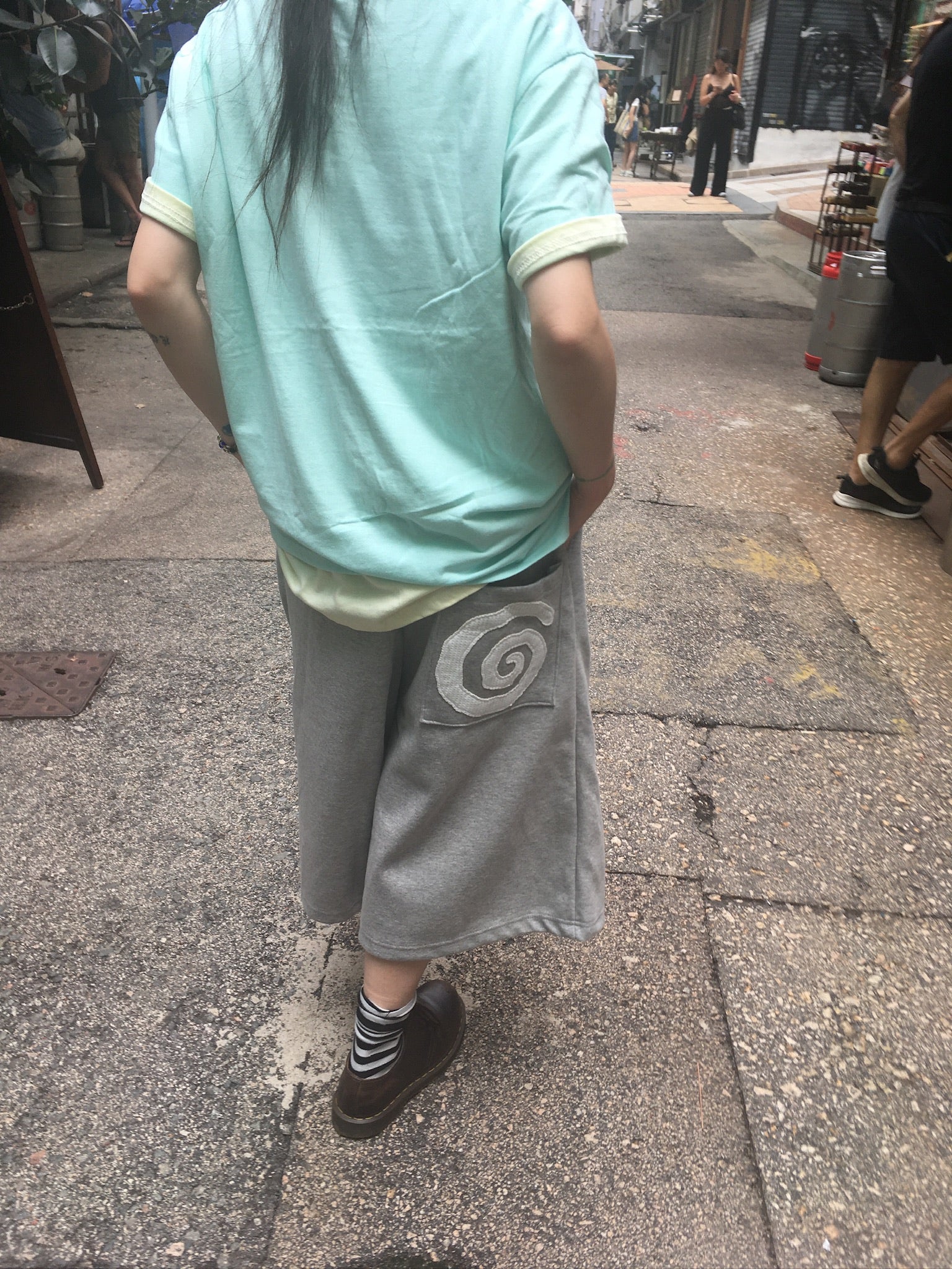 spiral half sweat pants (grey)