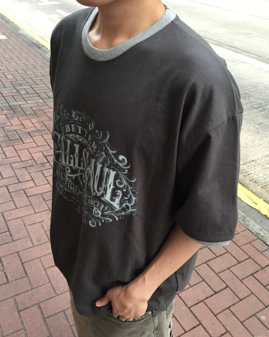 callsaul vintage ringer tee (charcoal)