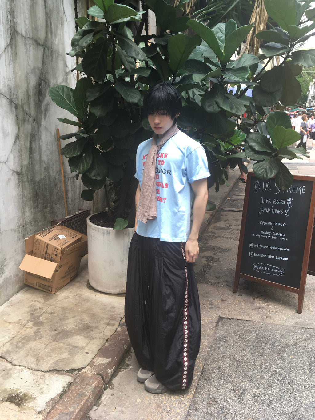 mist check scarf (brown)