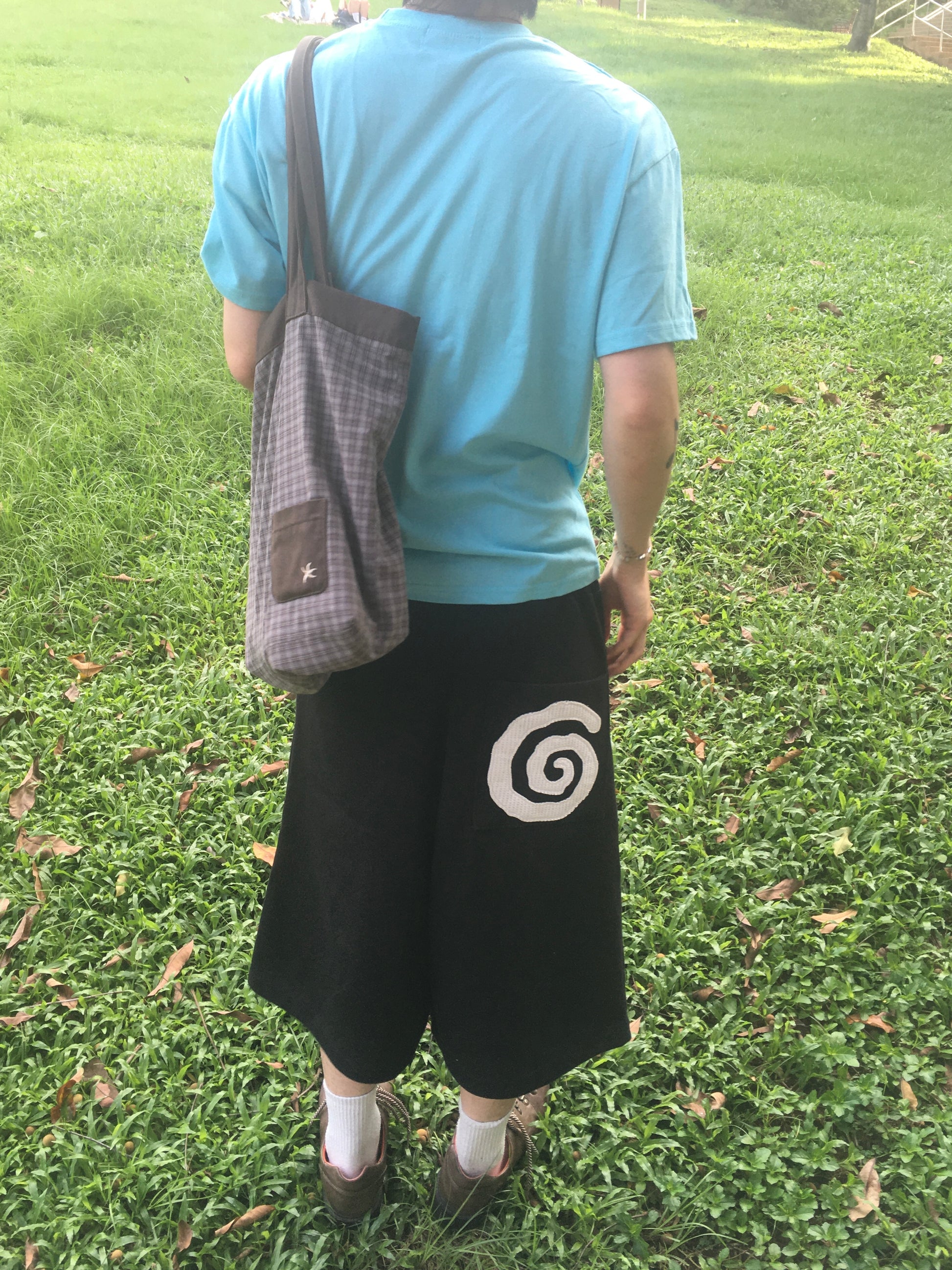spiral half sweat pants (black)