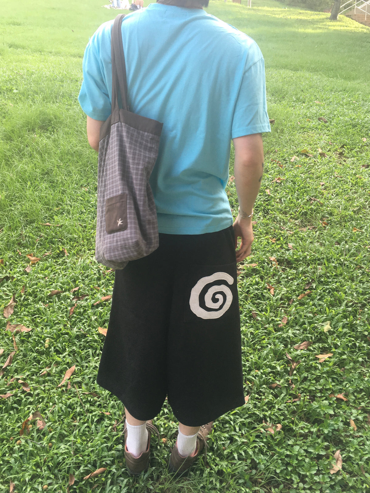 spiral half sweat pants (black)
