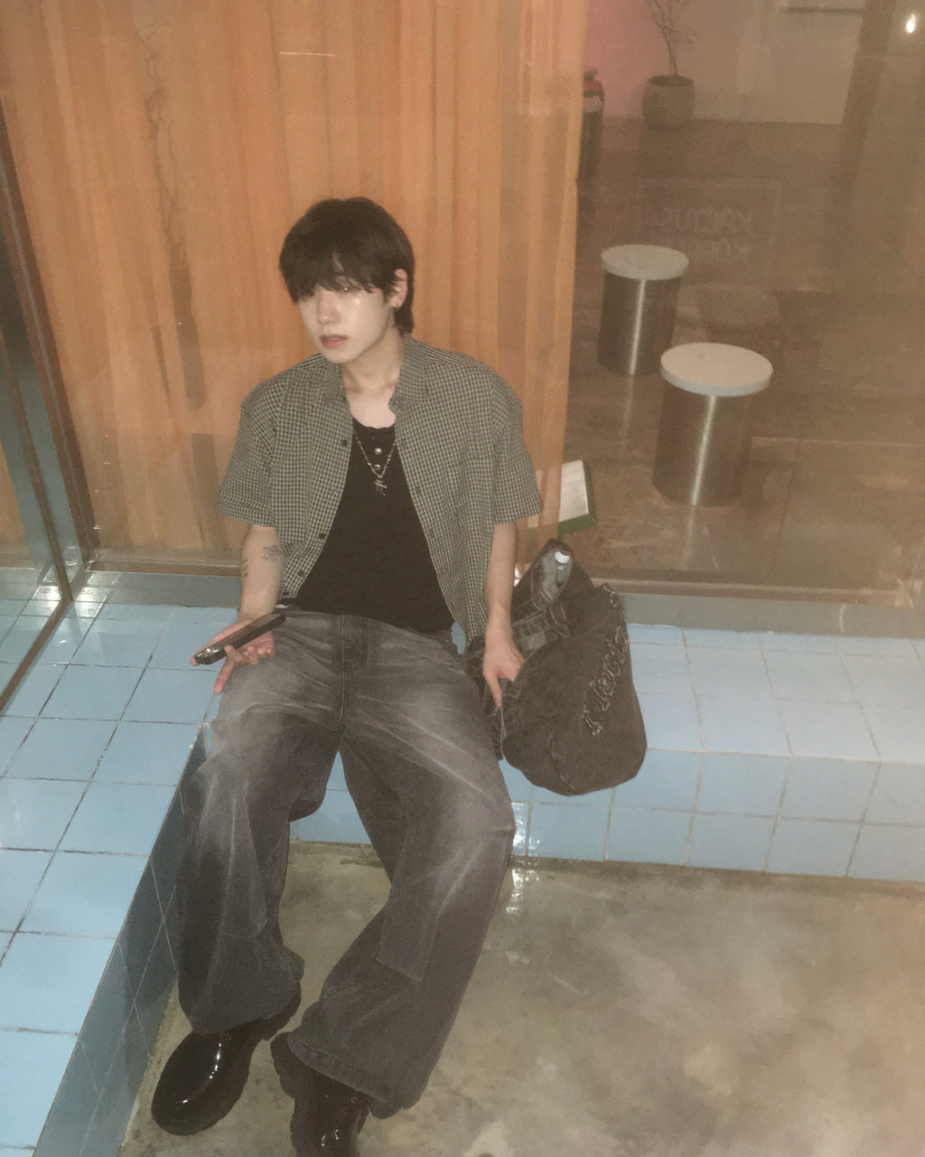 kudo wide jeans (black) (men wear)