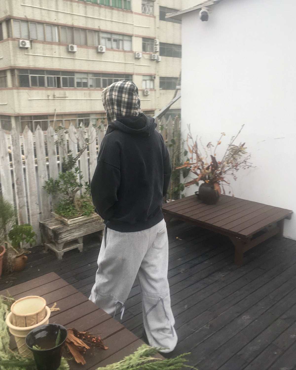 trunk layered sweat pants (grey)