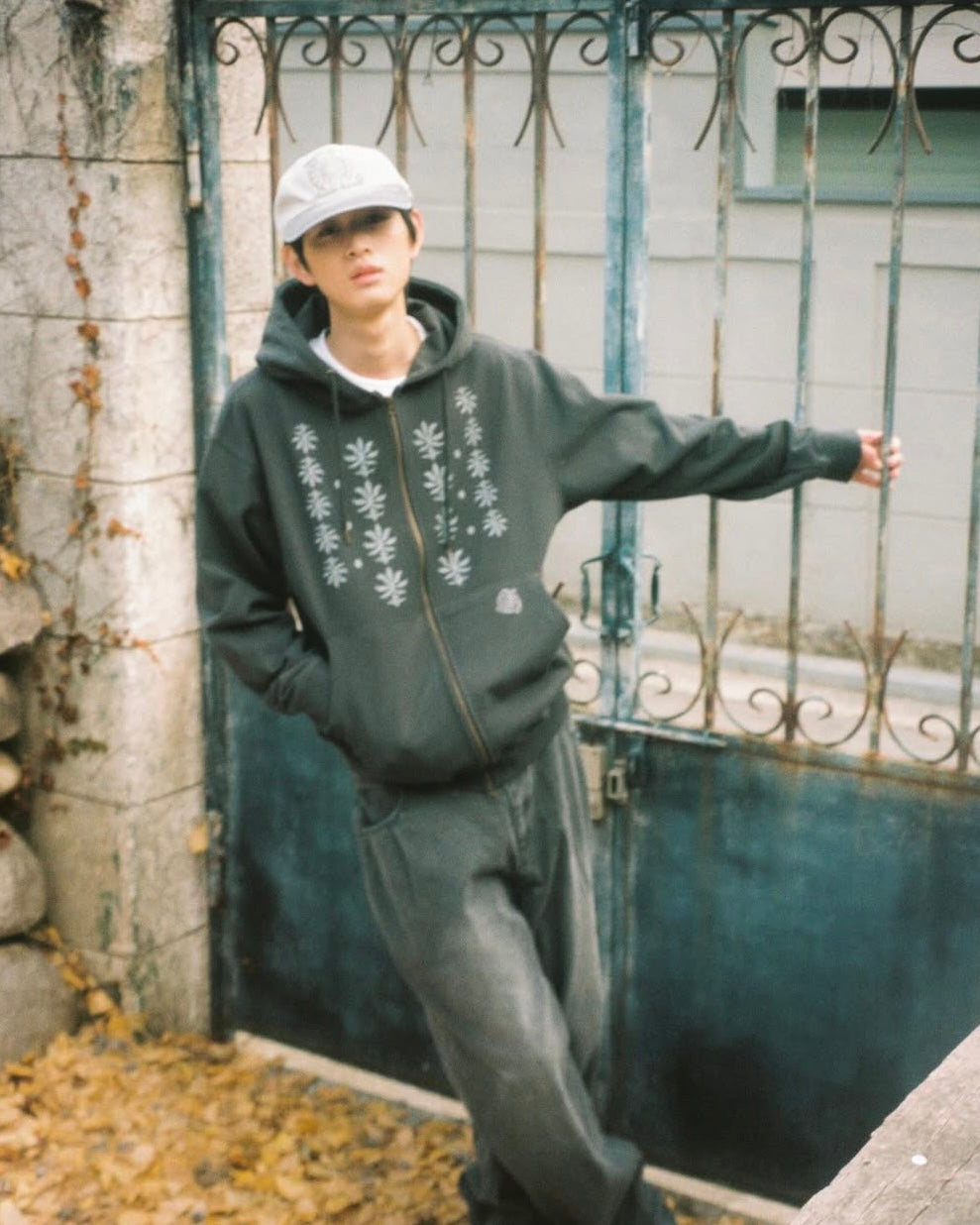 TCM ETHNIC HOODED ZIP-UP (CHARCOAL)