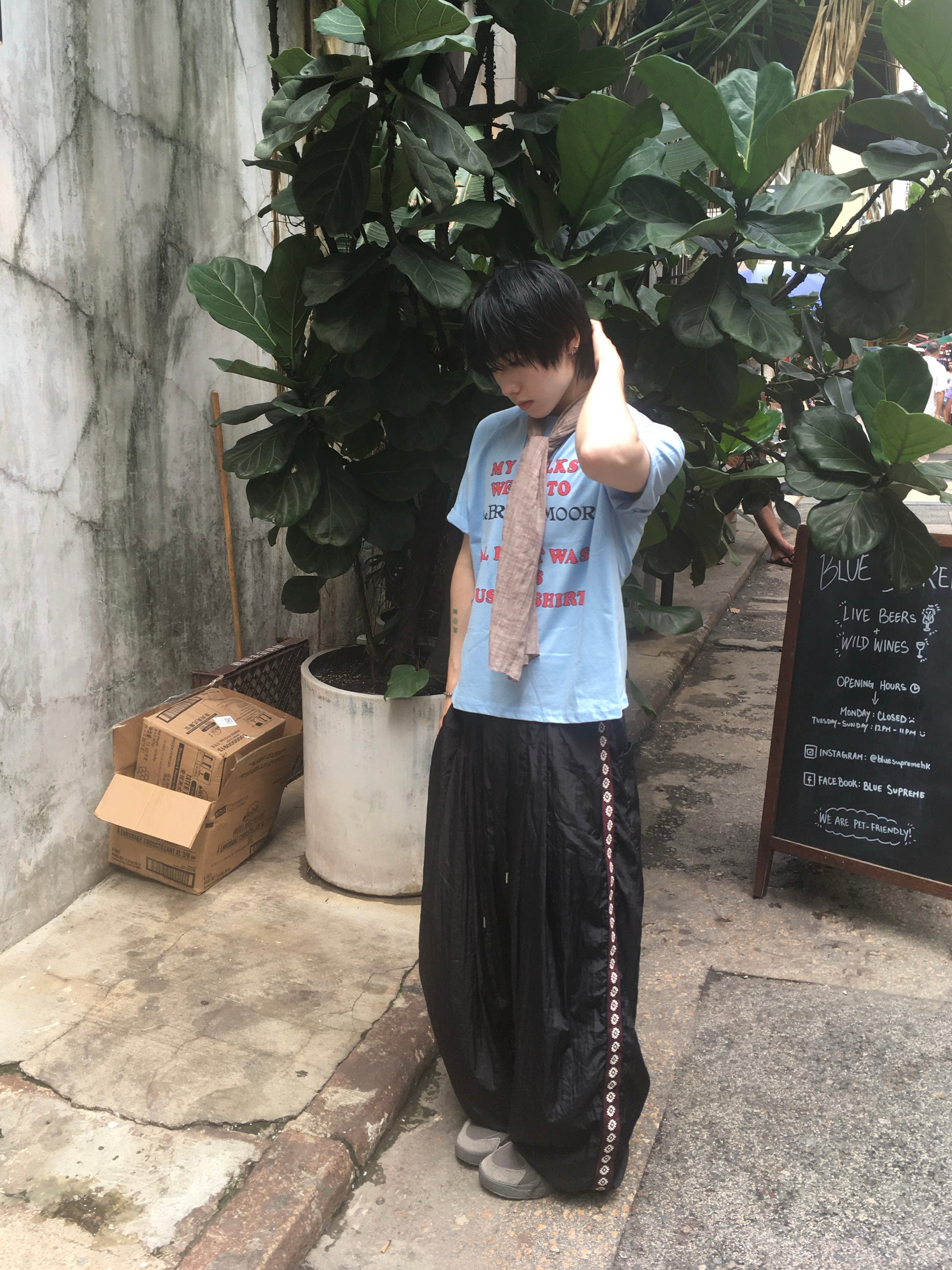 side sun nylon pants (black)