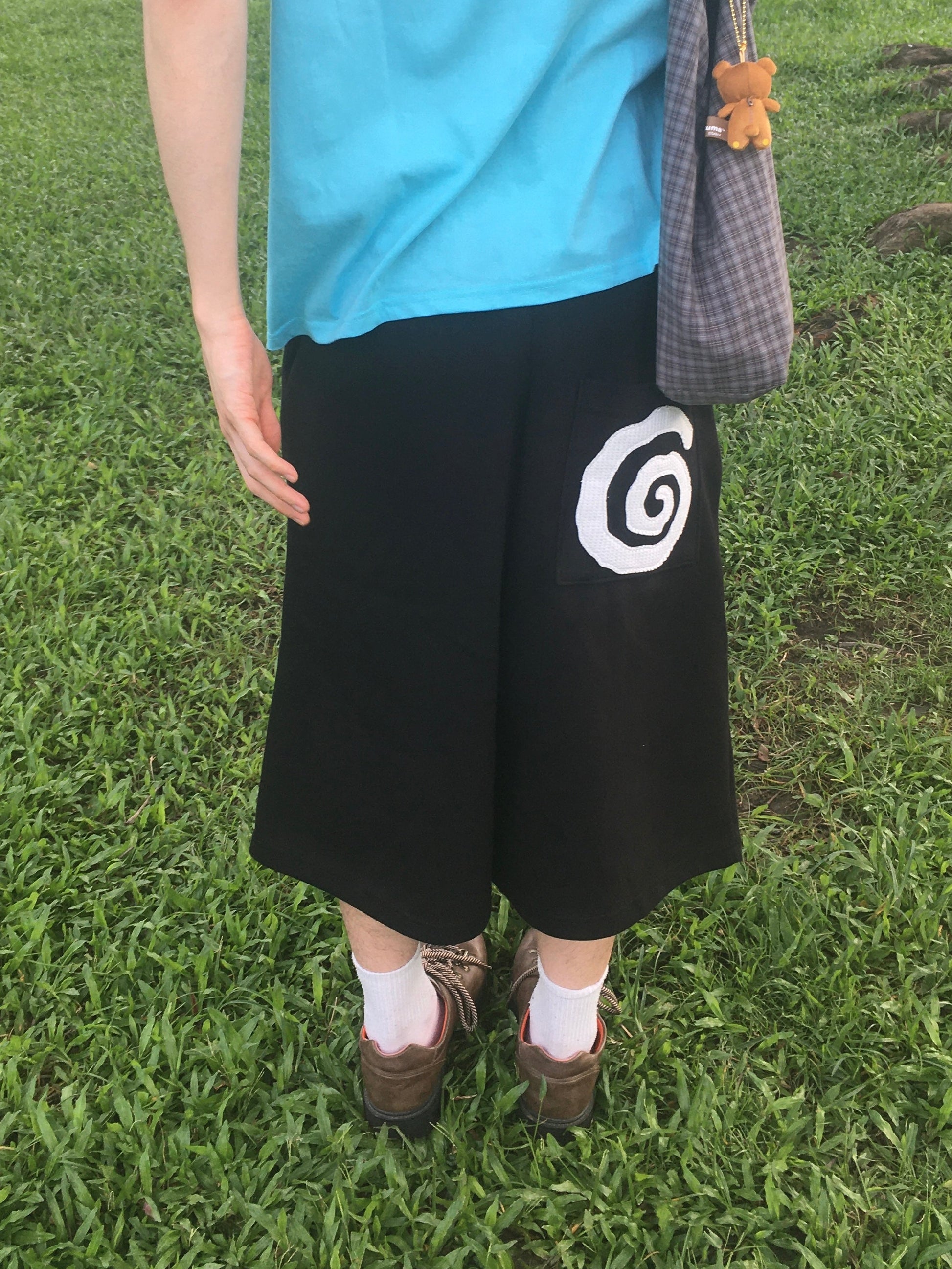 spiral half sweat pants (black)