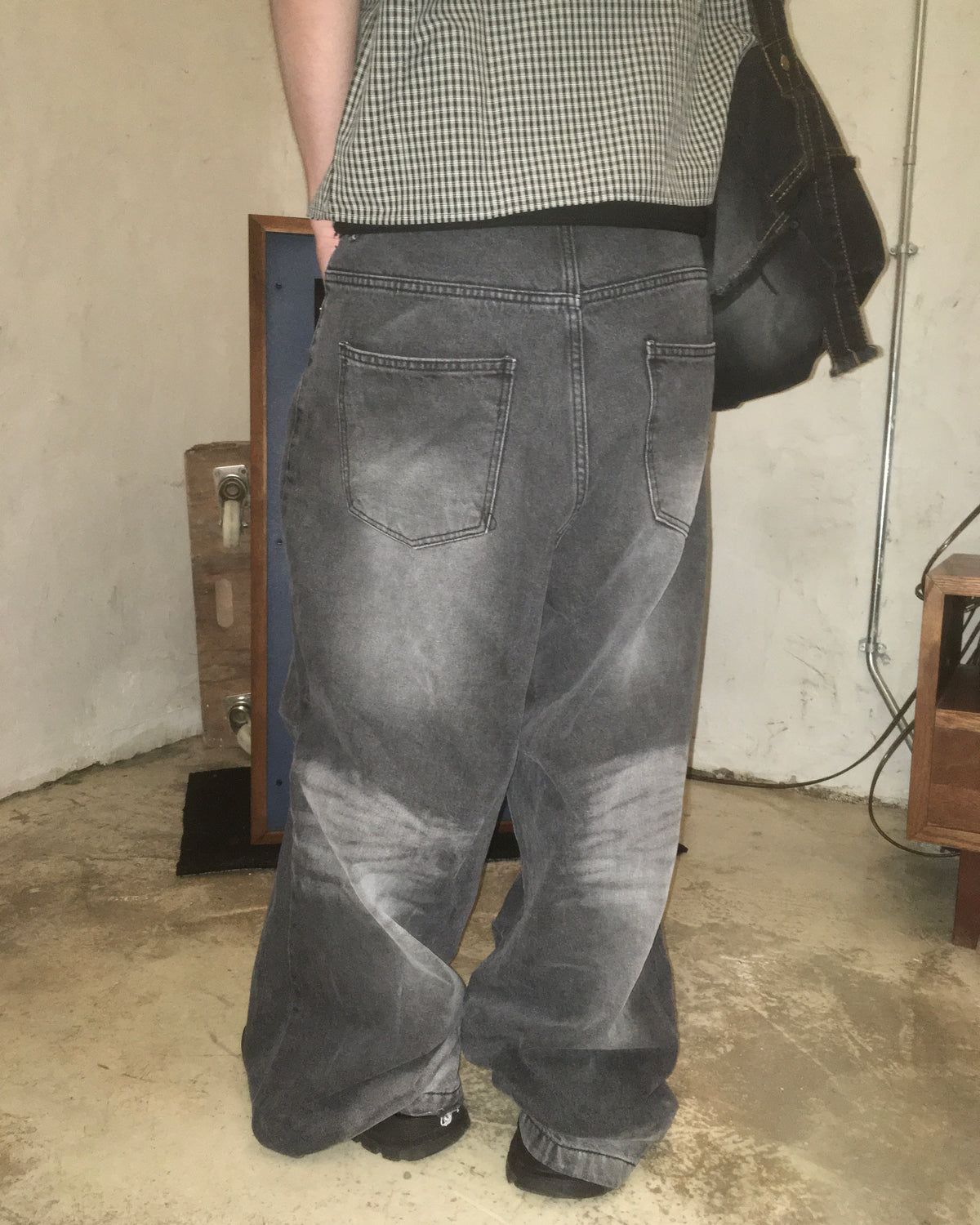 kudo wide jeans (black) (men wear)
