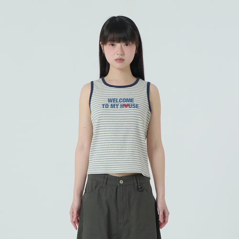 AEAE WELCOME TO MY HOUSE SLEEVELESS (GREY)