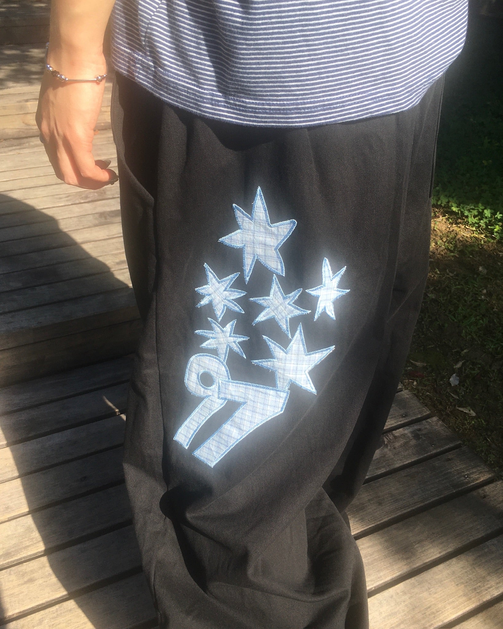 97 patch cotton pants (black)