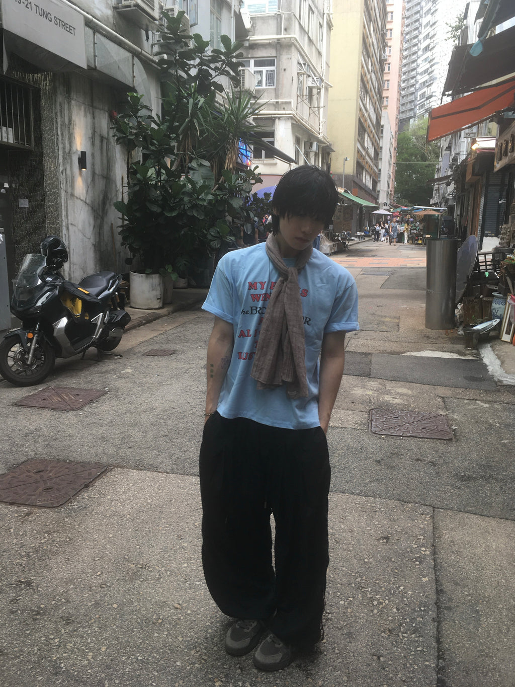 mist check scarf (brown)
