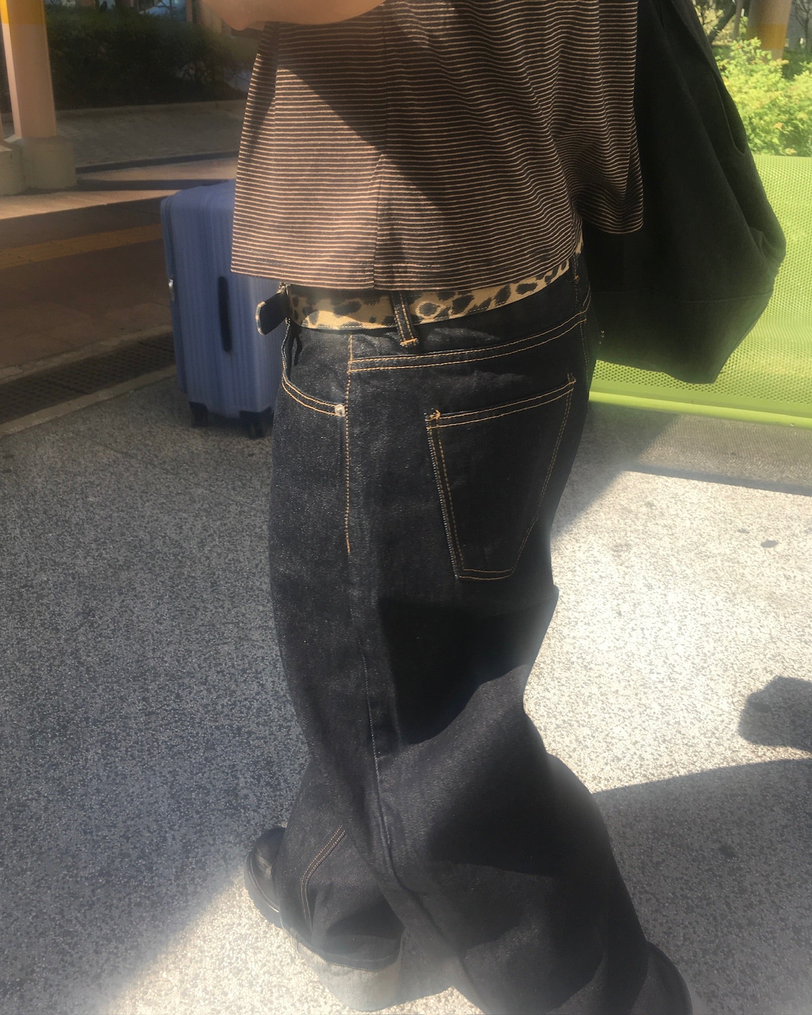 leopard eyelet belt (beige)