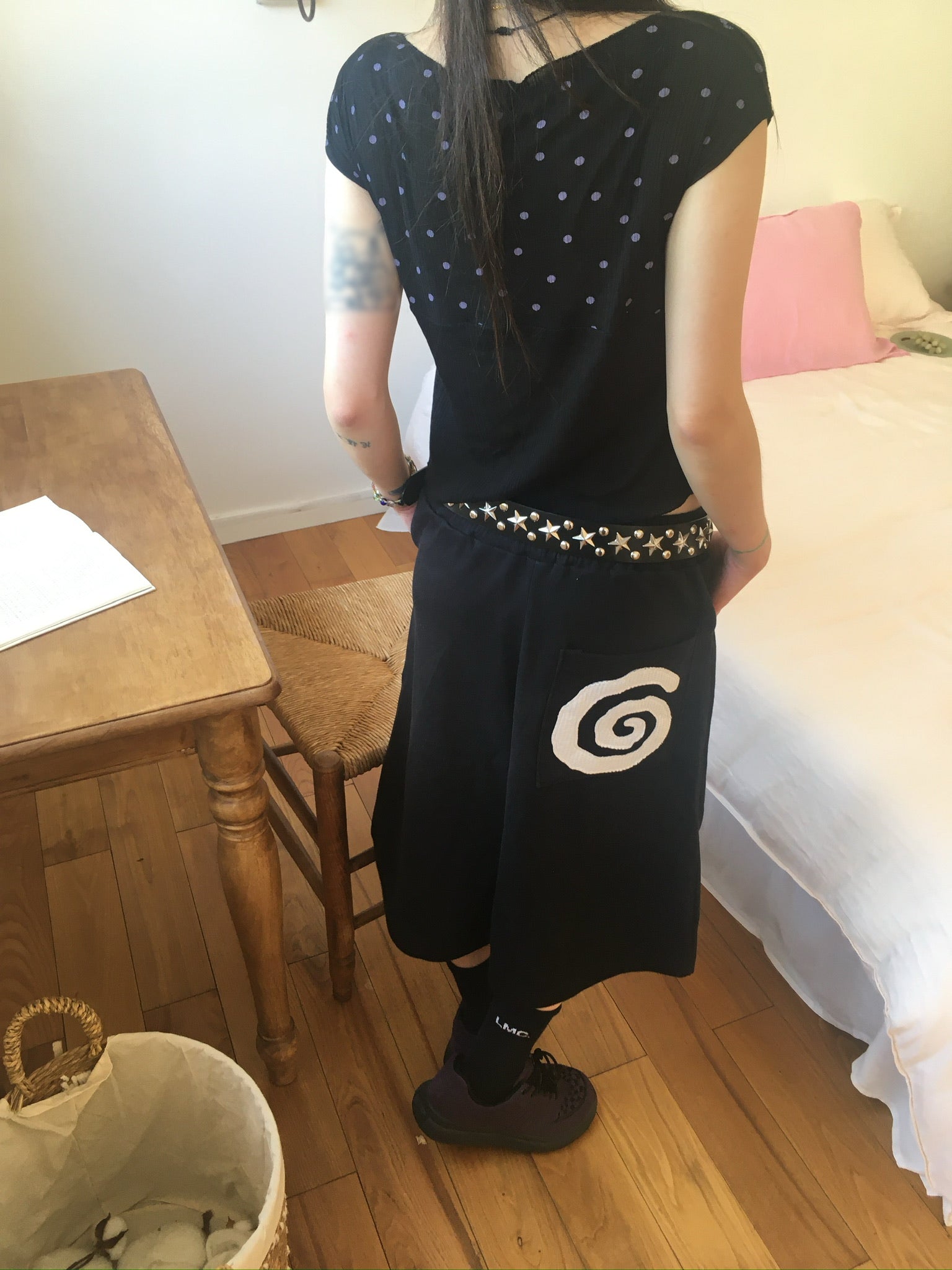 ribbed dot top (black)