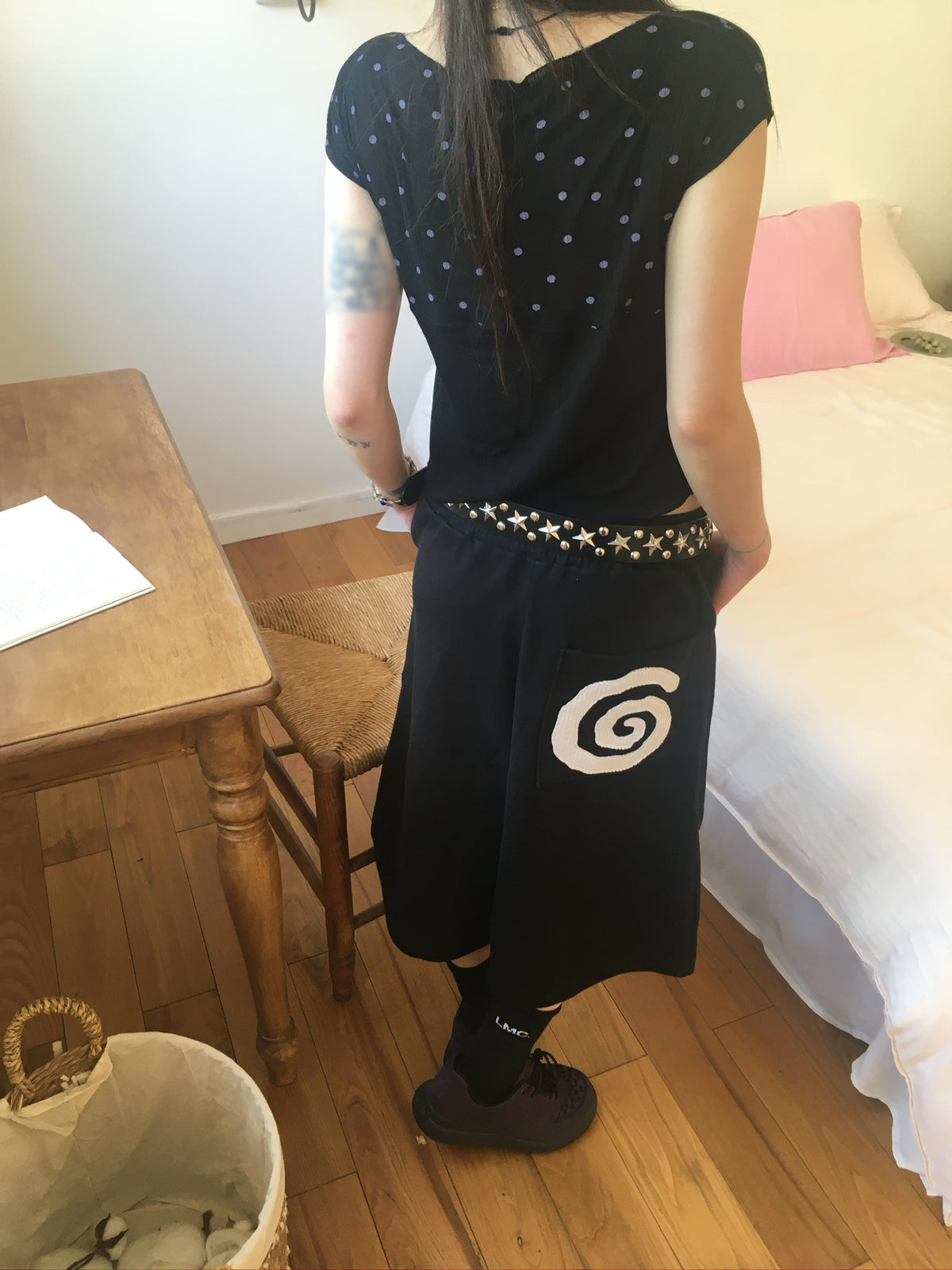 ribbed dot top (black)