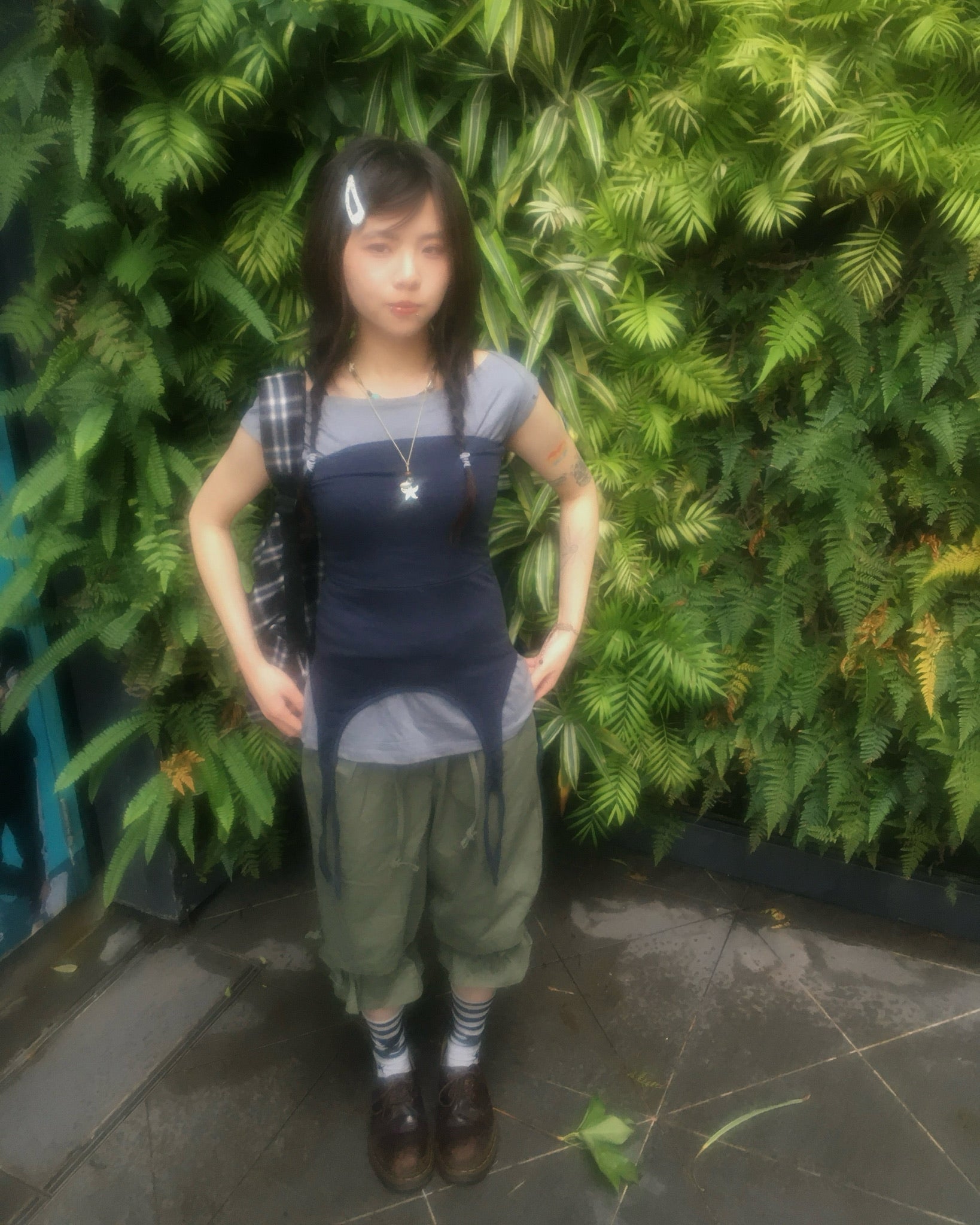 two-piece layered tee (navy/grey)