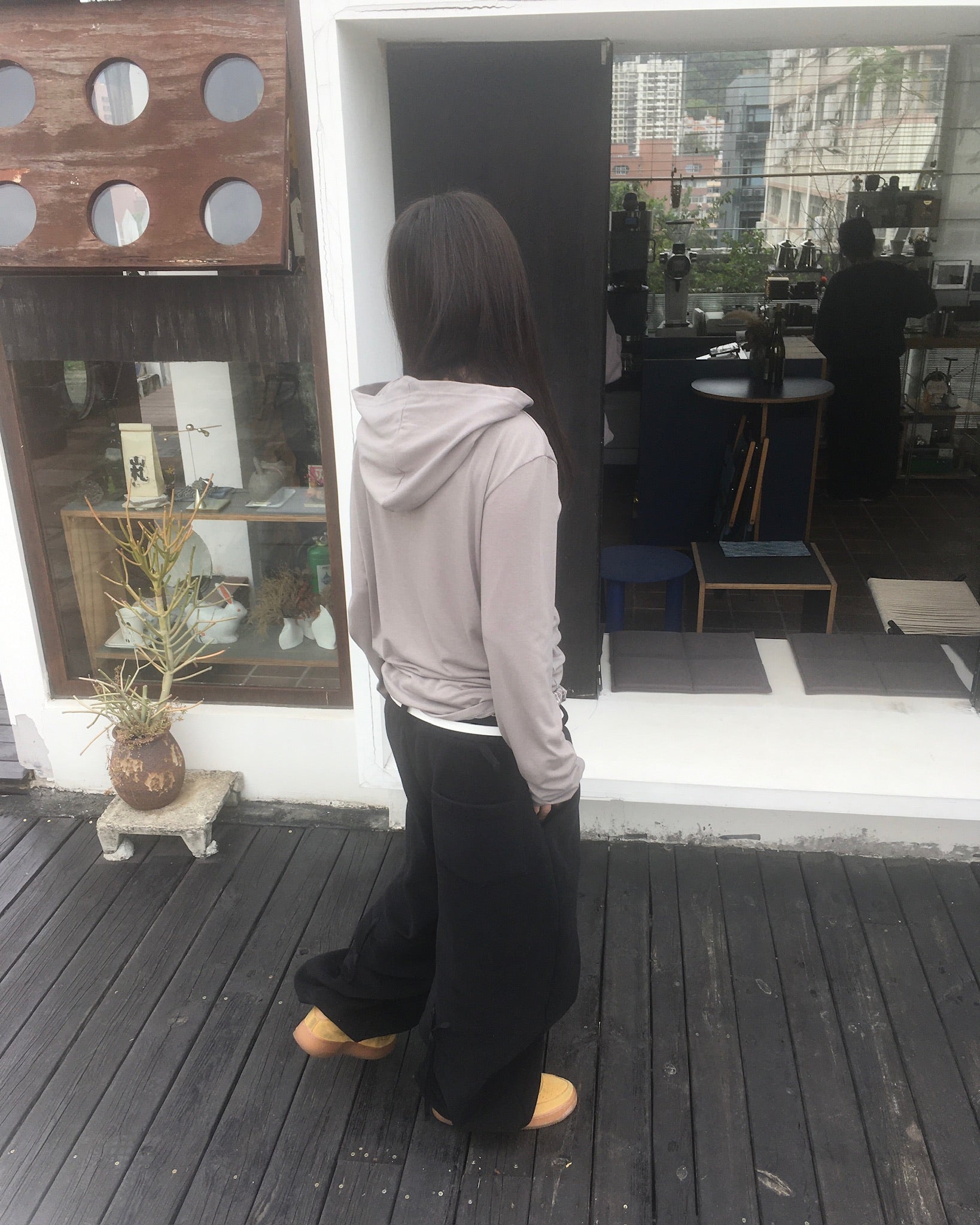 trunk layered sweat pants (black)