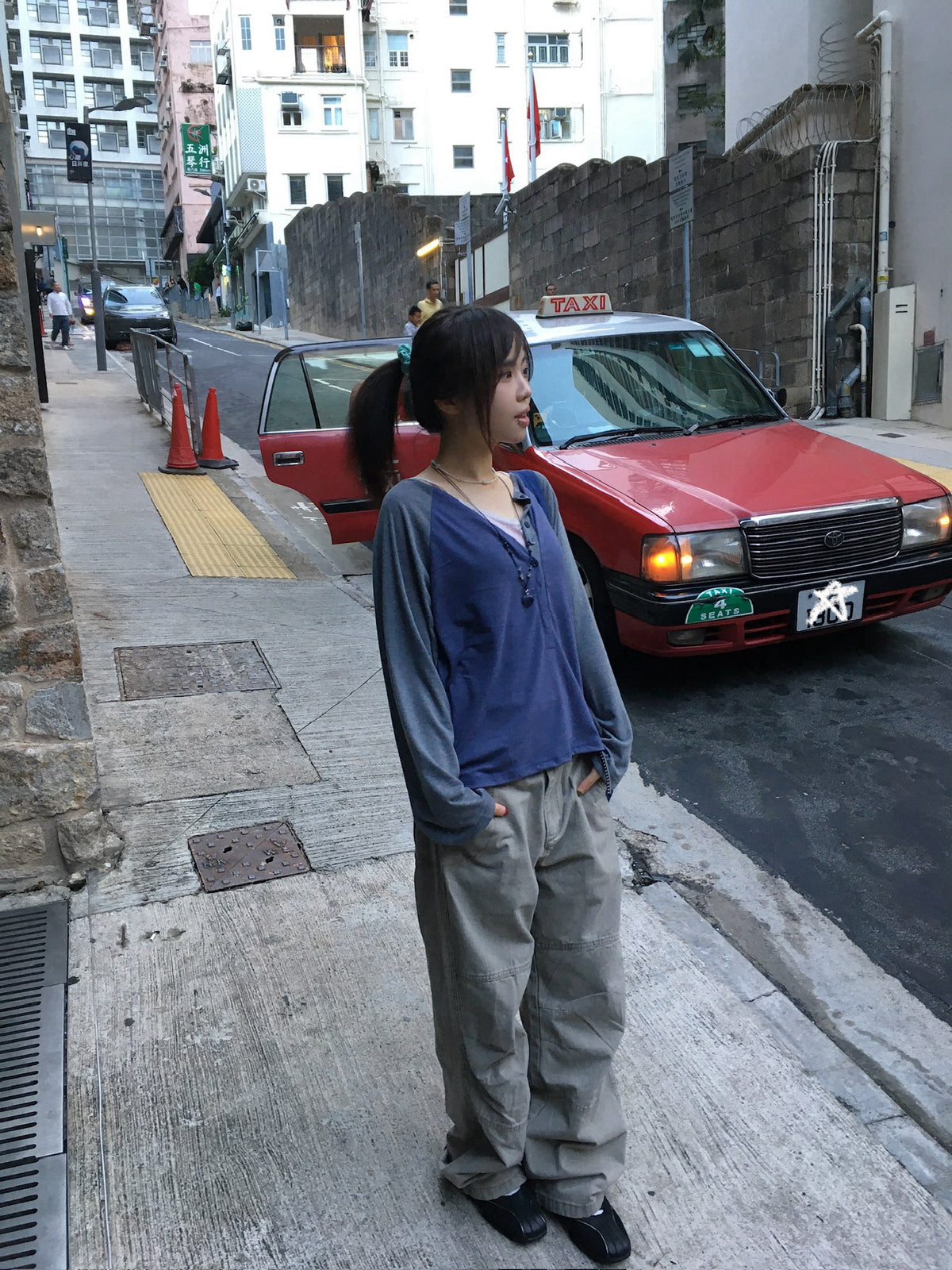 vintage washed cargo pants (beige)