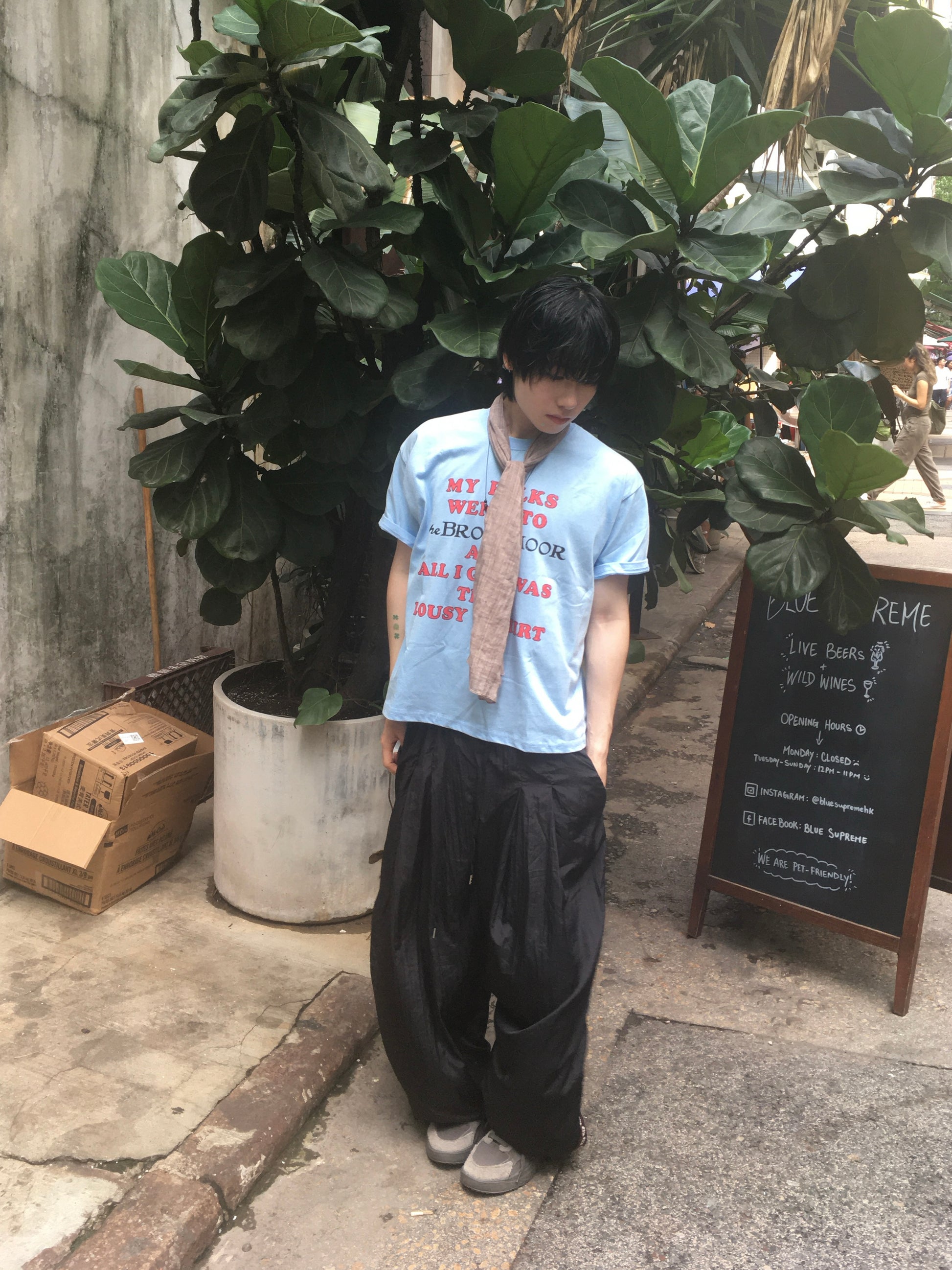side sun nylon pants (black)