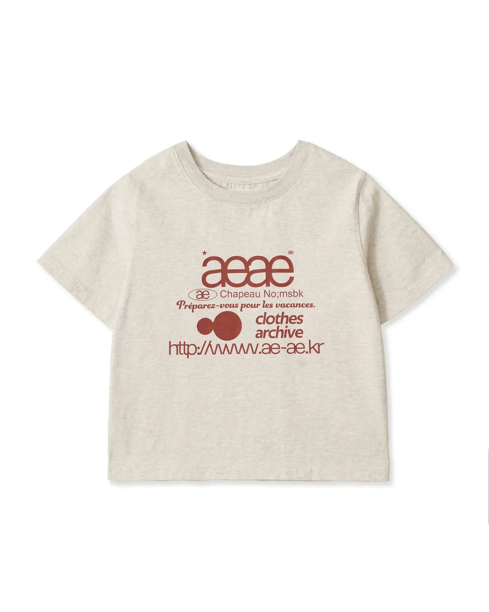 AEAE WEB LOGO CROP T-SHIRTS (OATMEAL)