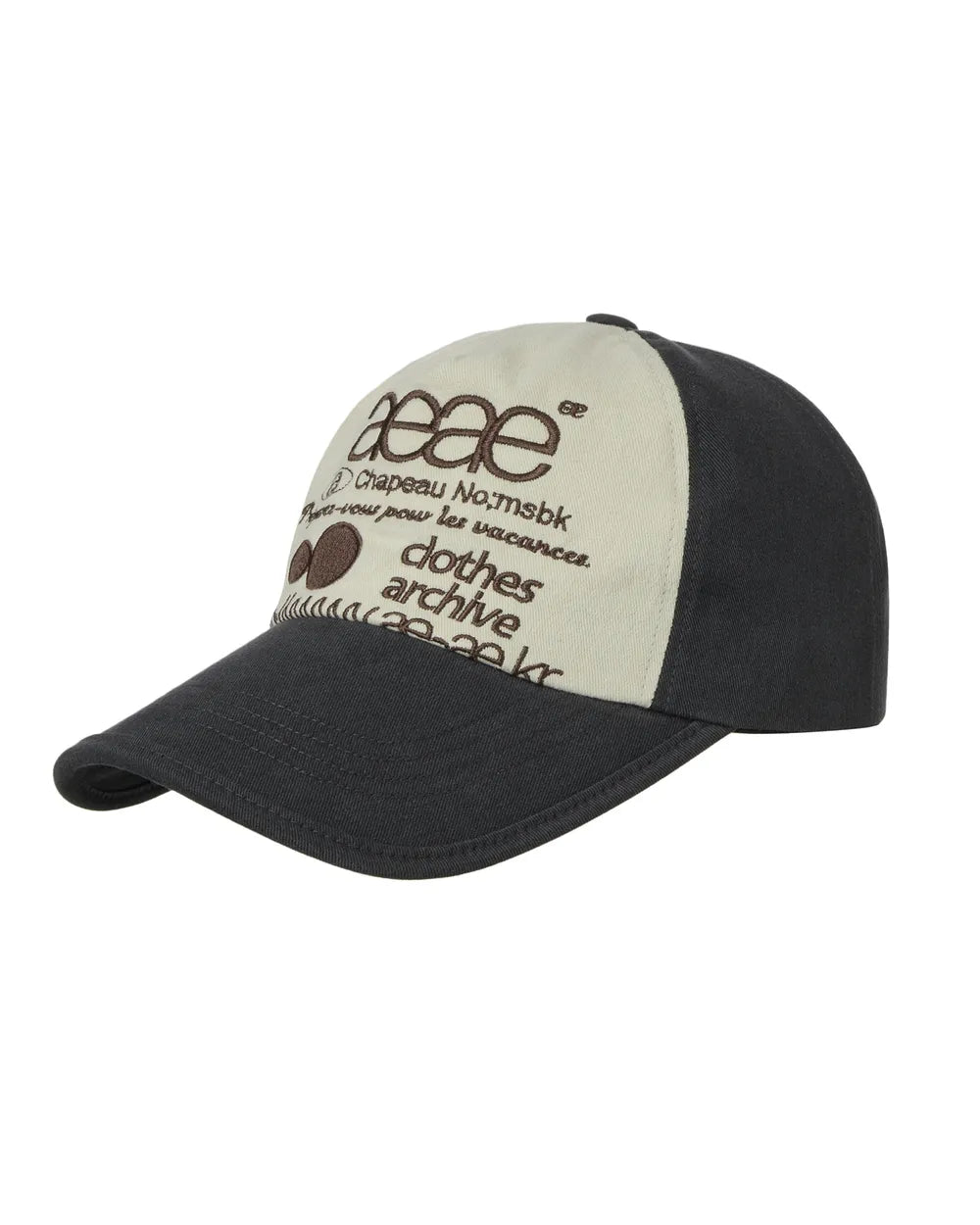 AEAE WEB LOGO 5 PANNEL BALL CAP (NAVY/IVORY)