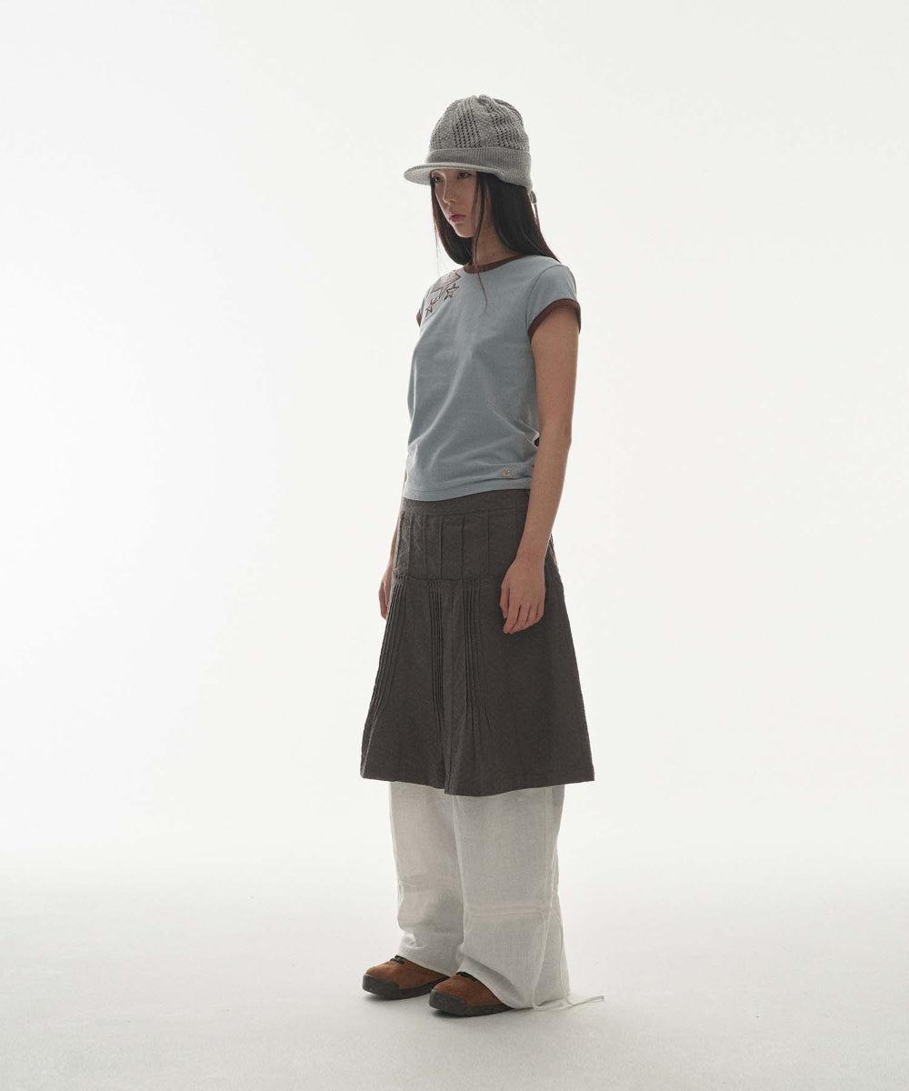 ✪【𝘱𝘳𝘦-𝘰𝘳𝘥𝘦𝘳】coyseio flower pintuck skirt (charcoal)