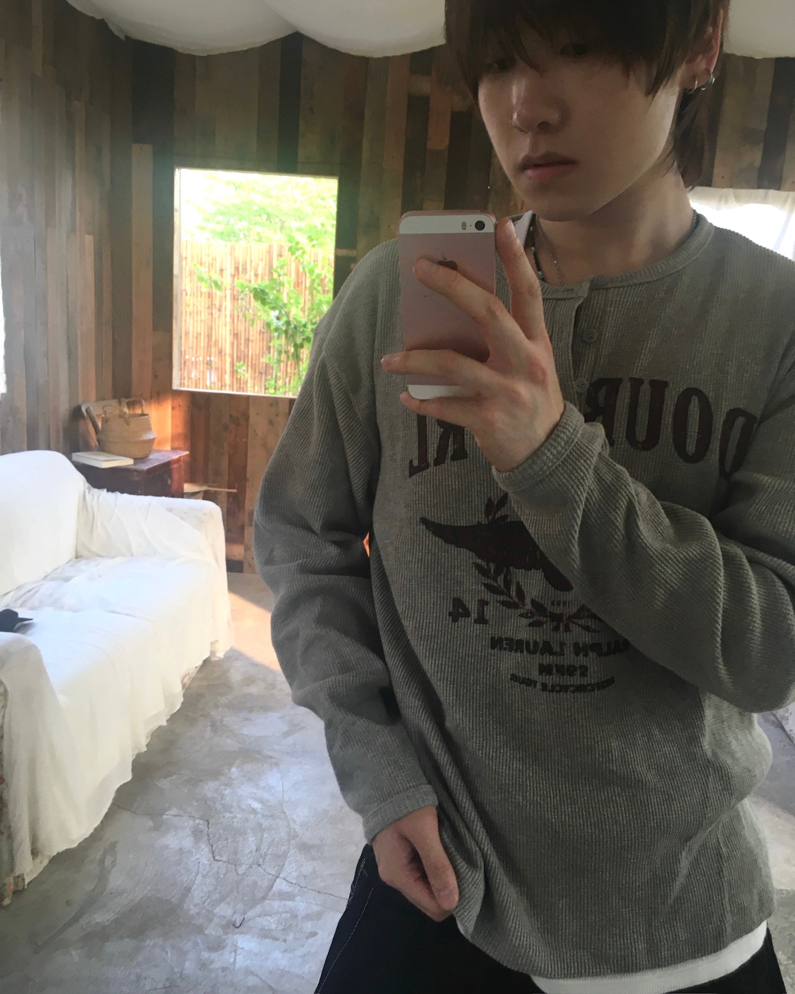 vintage waffle crop tee (grey)