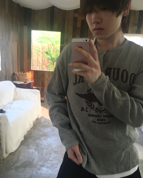 vintage waffle crop tee (grey)