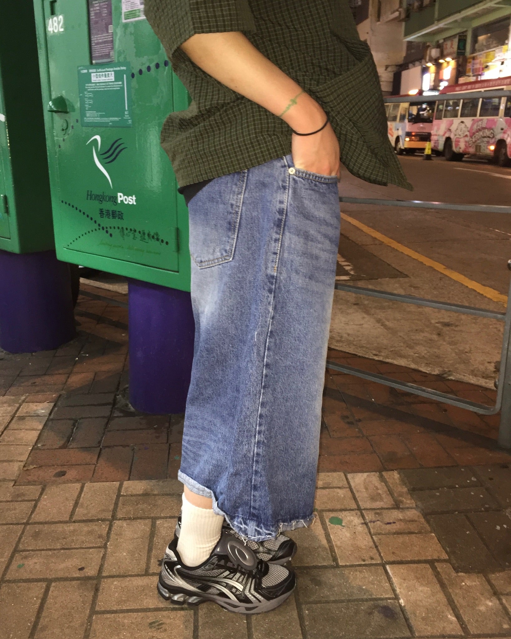 deck washed bermuda jeans (blue)