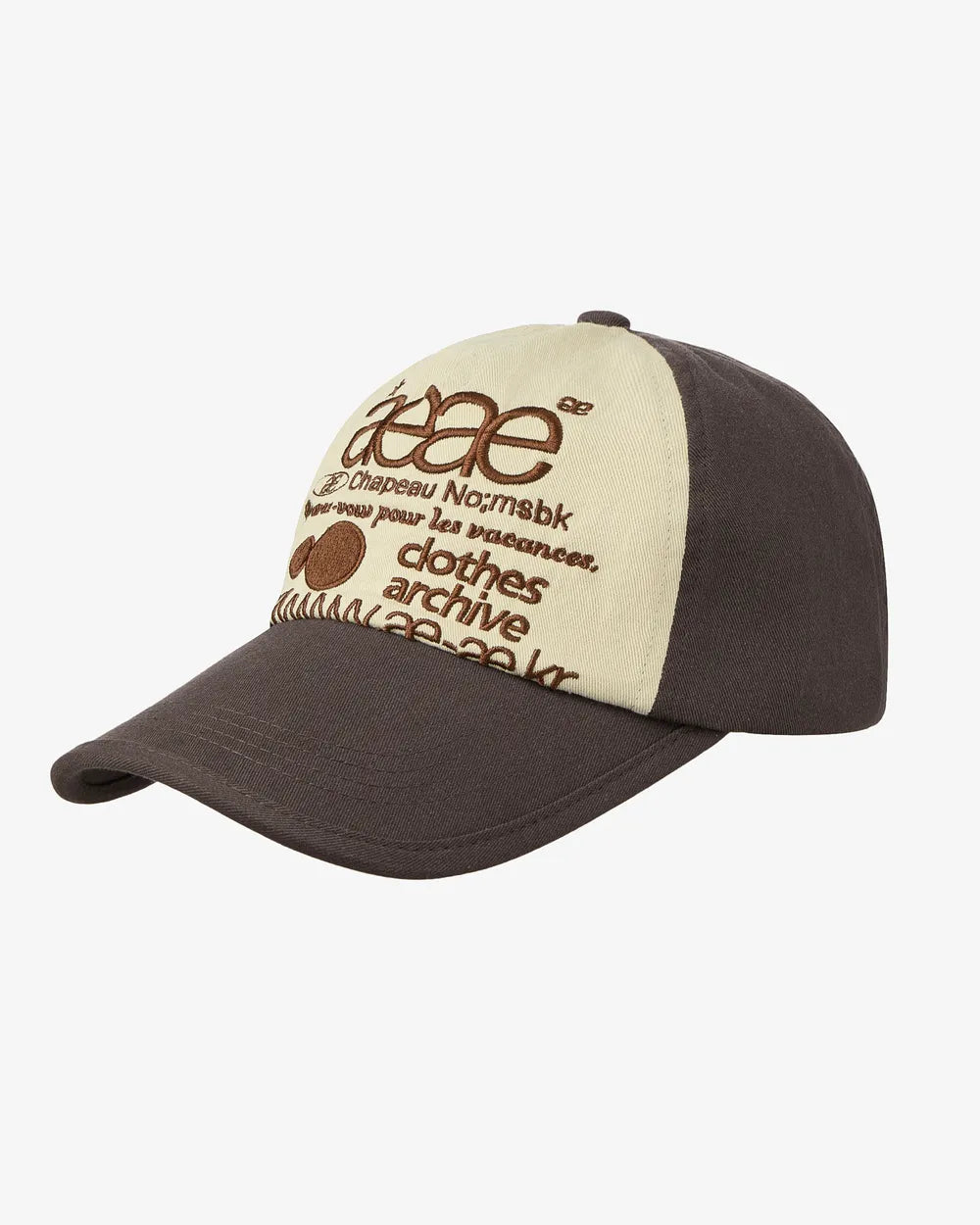 AEAE WEB LOGO 5 PANNEL BALL CAP (BROWN/IVORY)