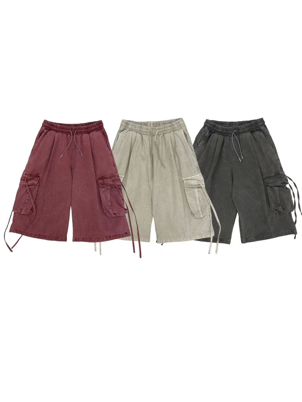 drawstring half cargo pants (beige)