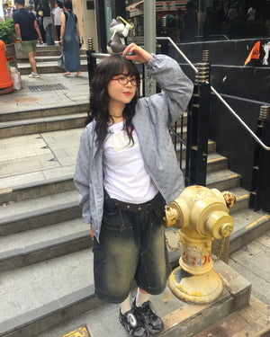 (in stock) layer washed bermuda jeans (blue)