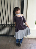 gathered neck pocket tee (purple)