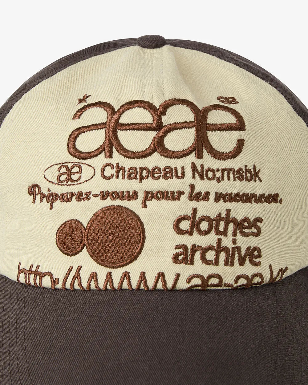 AEAE WEB LOGO 5 PANNEL BALL CAP (BROWN/IVORY)