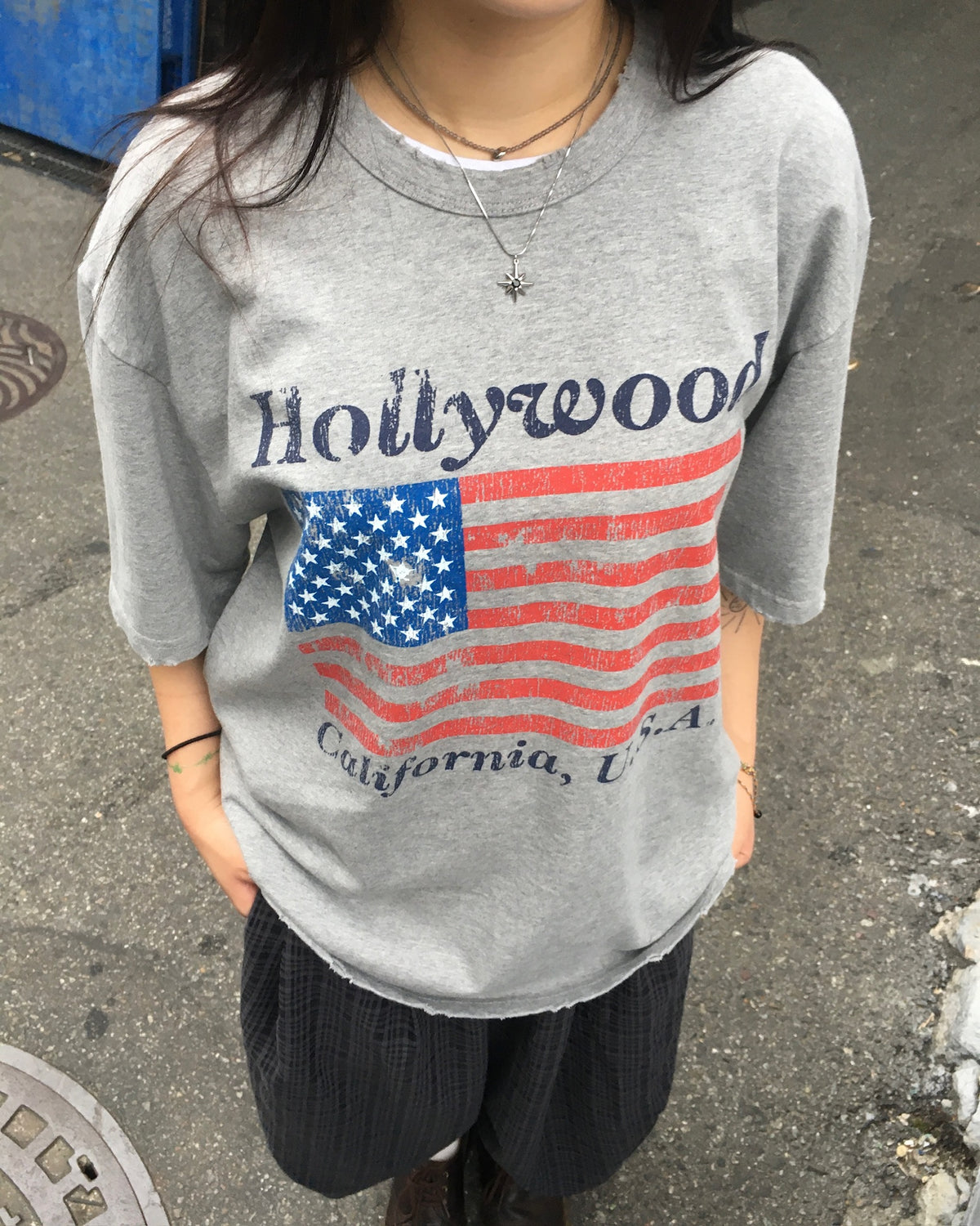 hollywood painted tee (grey)