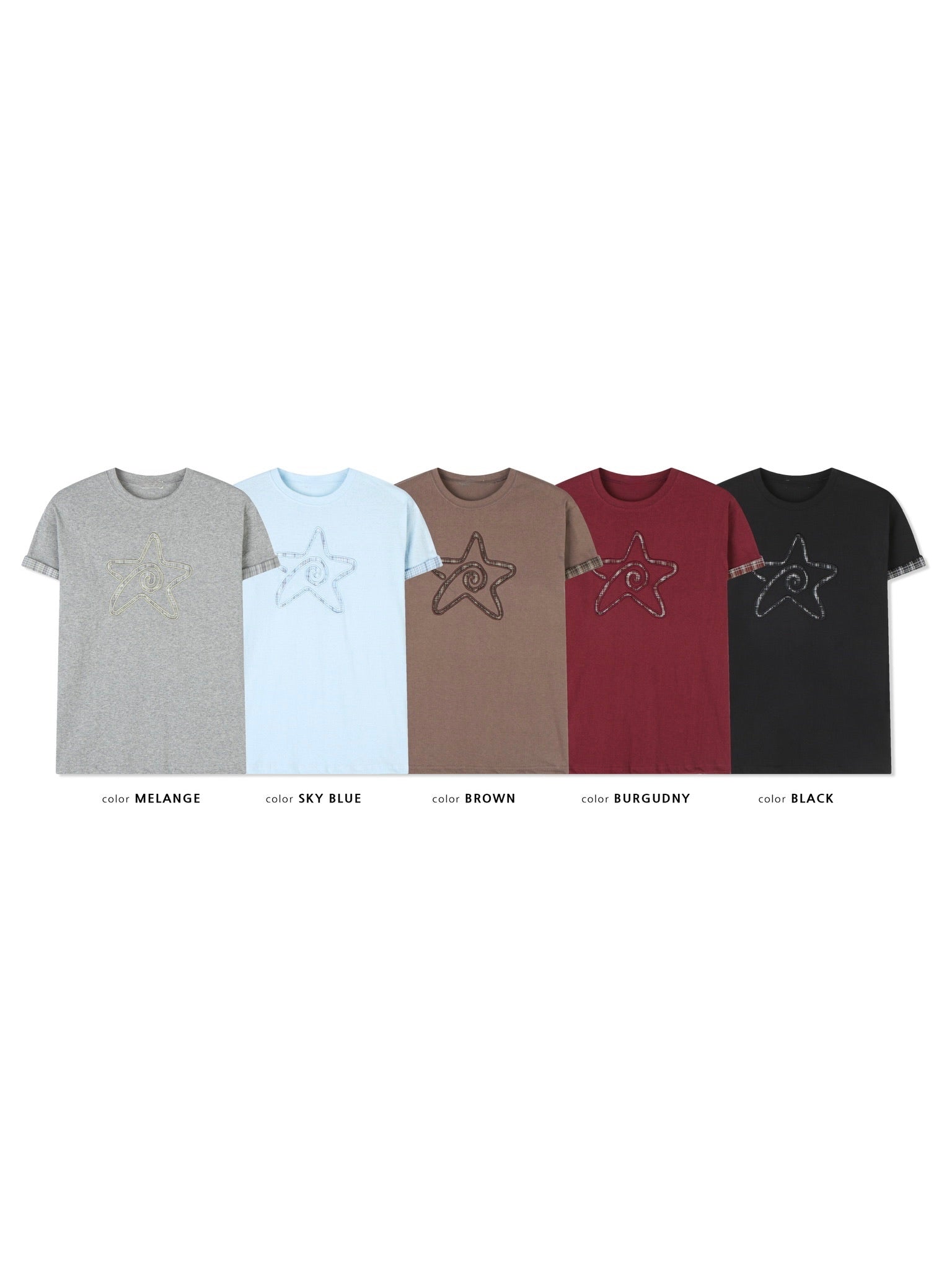 check star roll-up tee (grey)