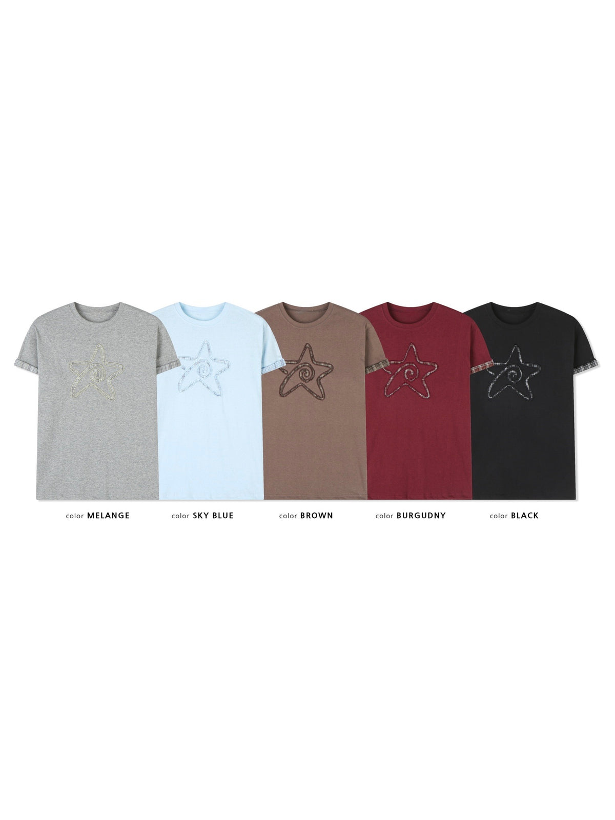(★best) check star roll-up tee (black)