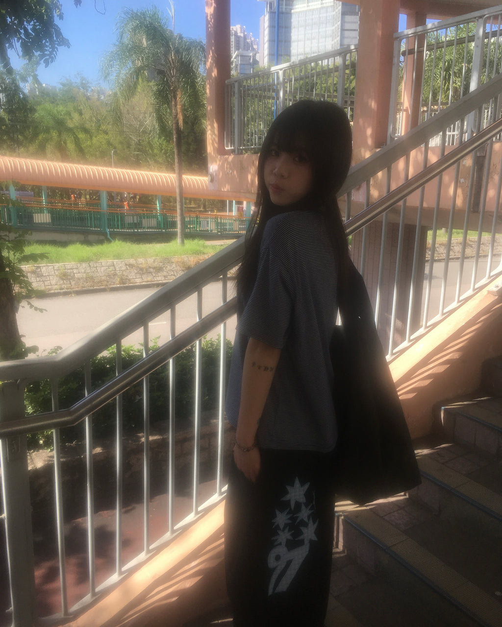 basic striped tee (navy)