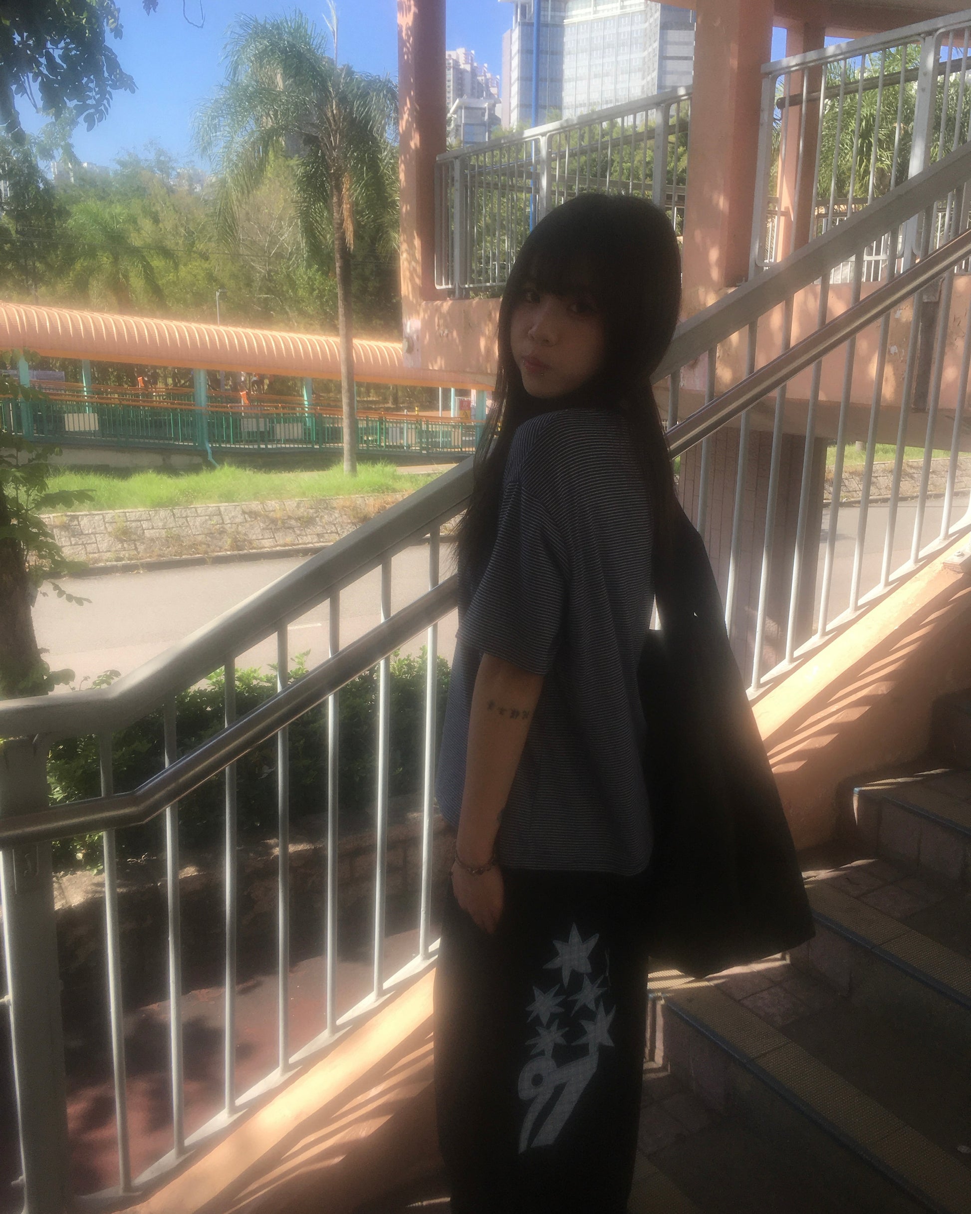 basic striped tee (navy)