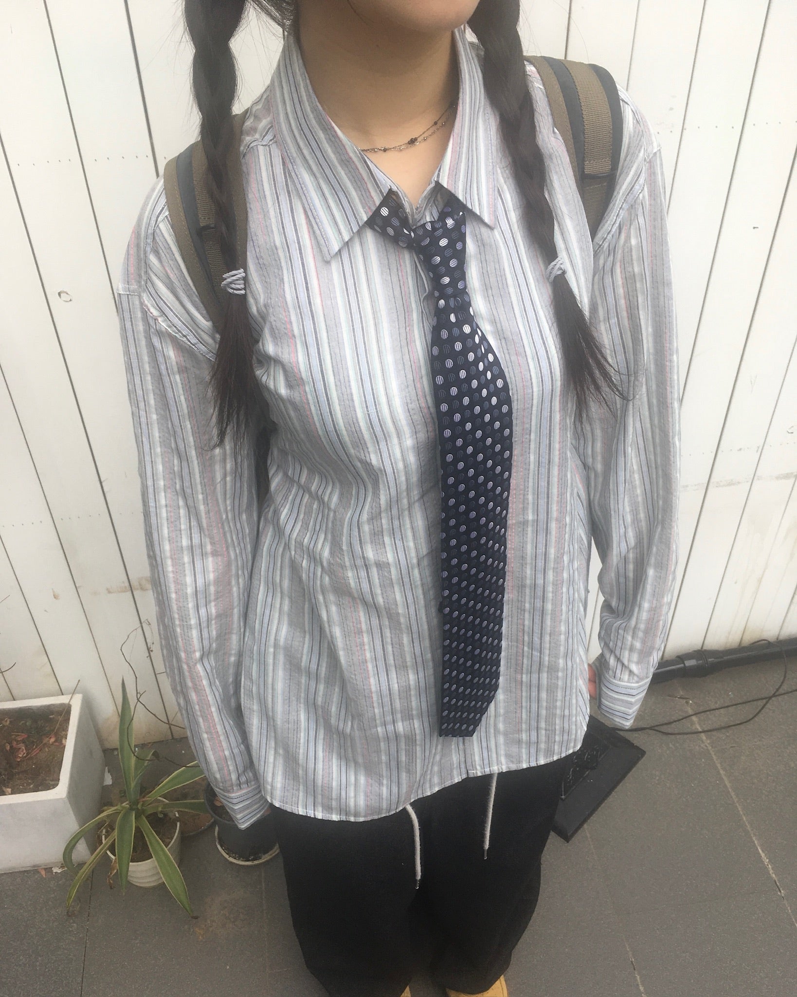 striped crop shirt (blue)