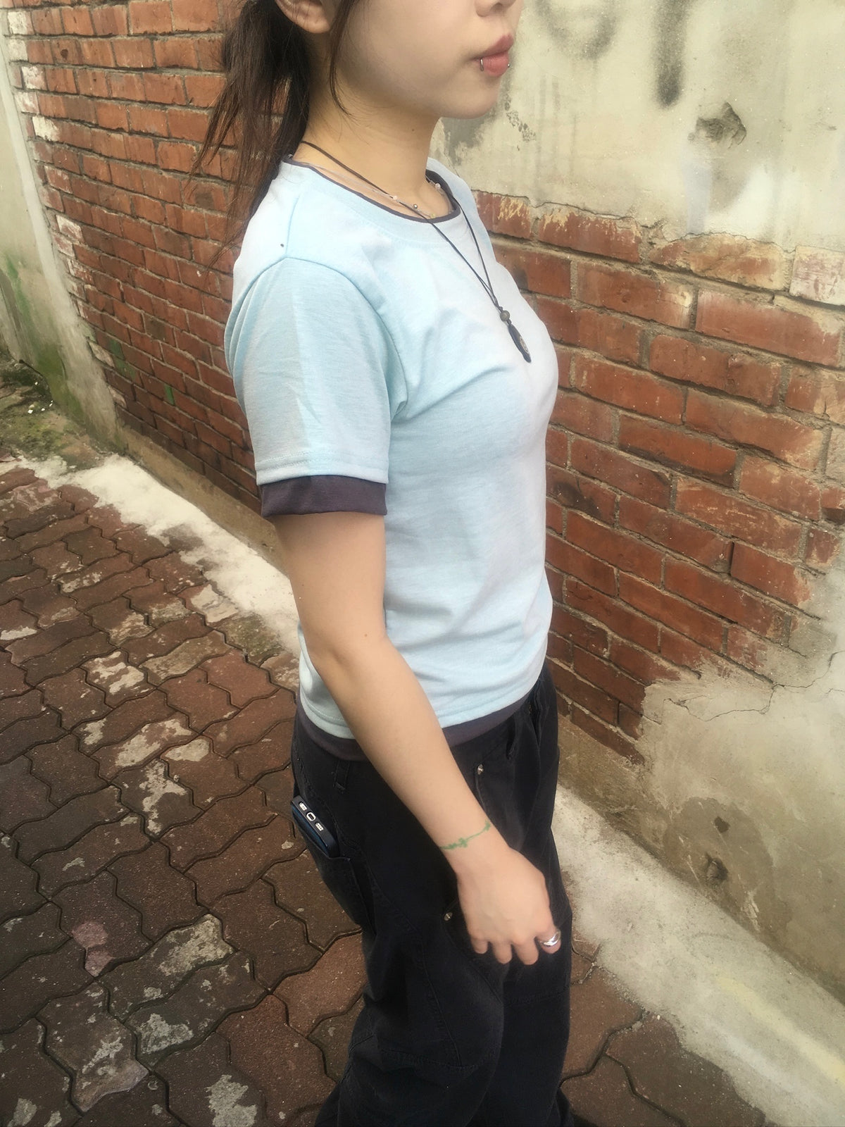 basic layer crop tee (mint)